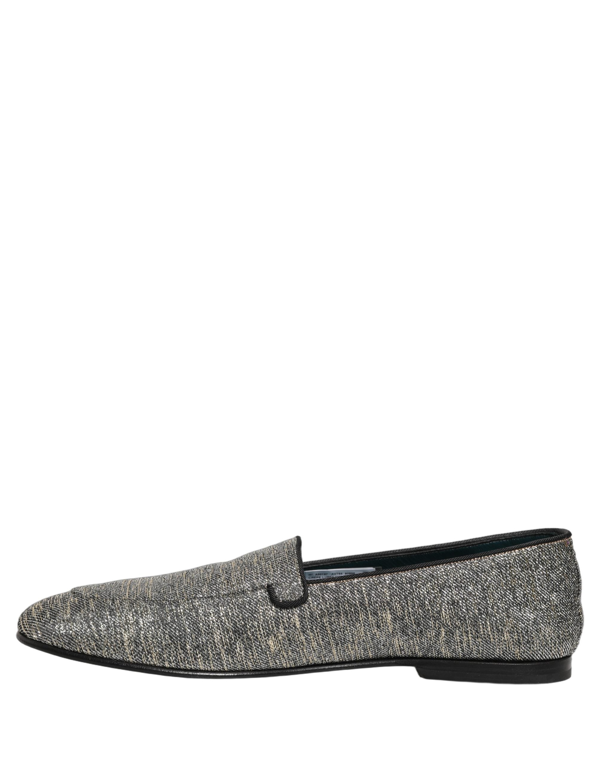 Dolce & Gabbana Gray Lurex Glitter Loafers - Timeless Elegance