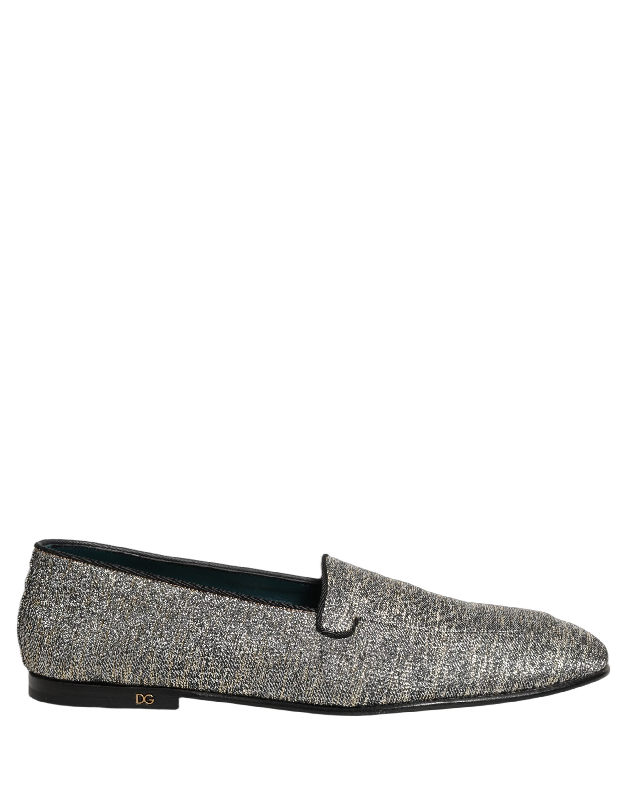 Dolce & Gabbana Gray Lurex Glitter Loafers - Luxury Elegance