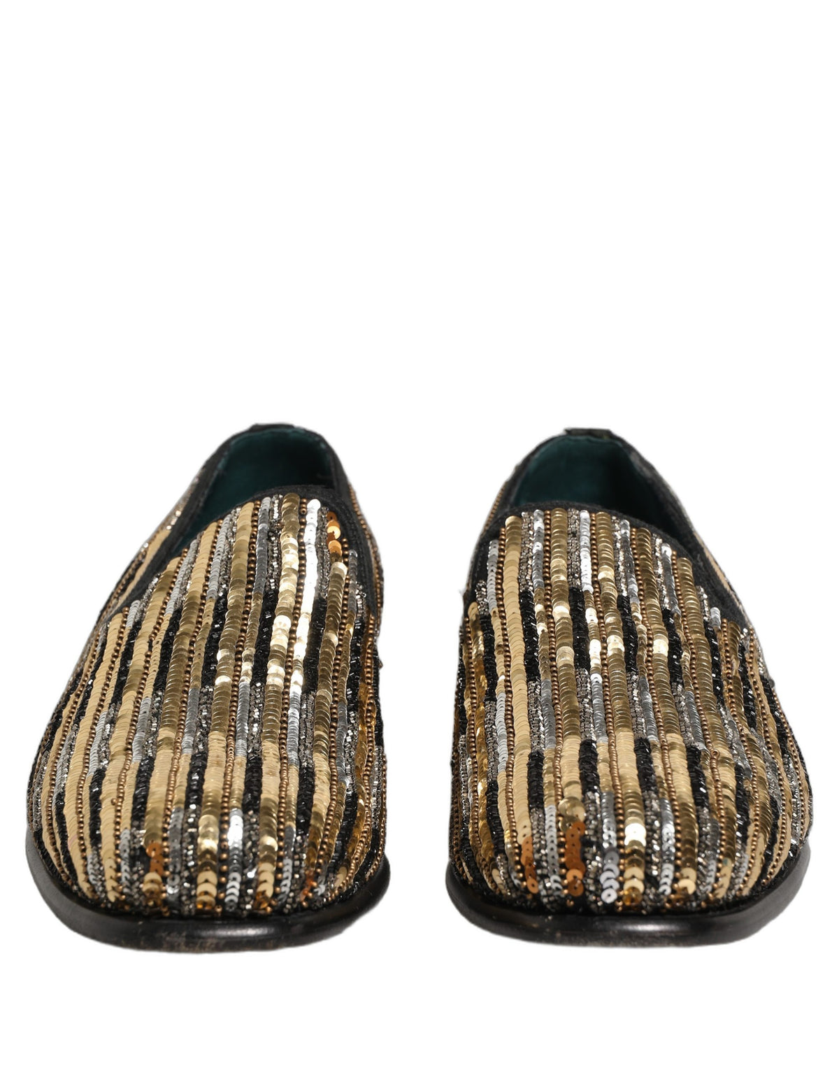 Dolce & Gabbana Gold Sequin Loafers - Artisanal Luxury Footwear