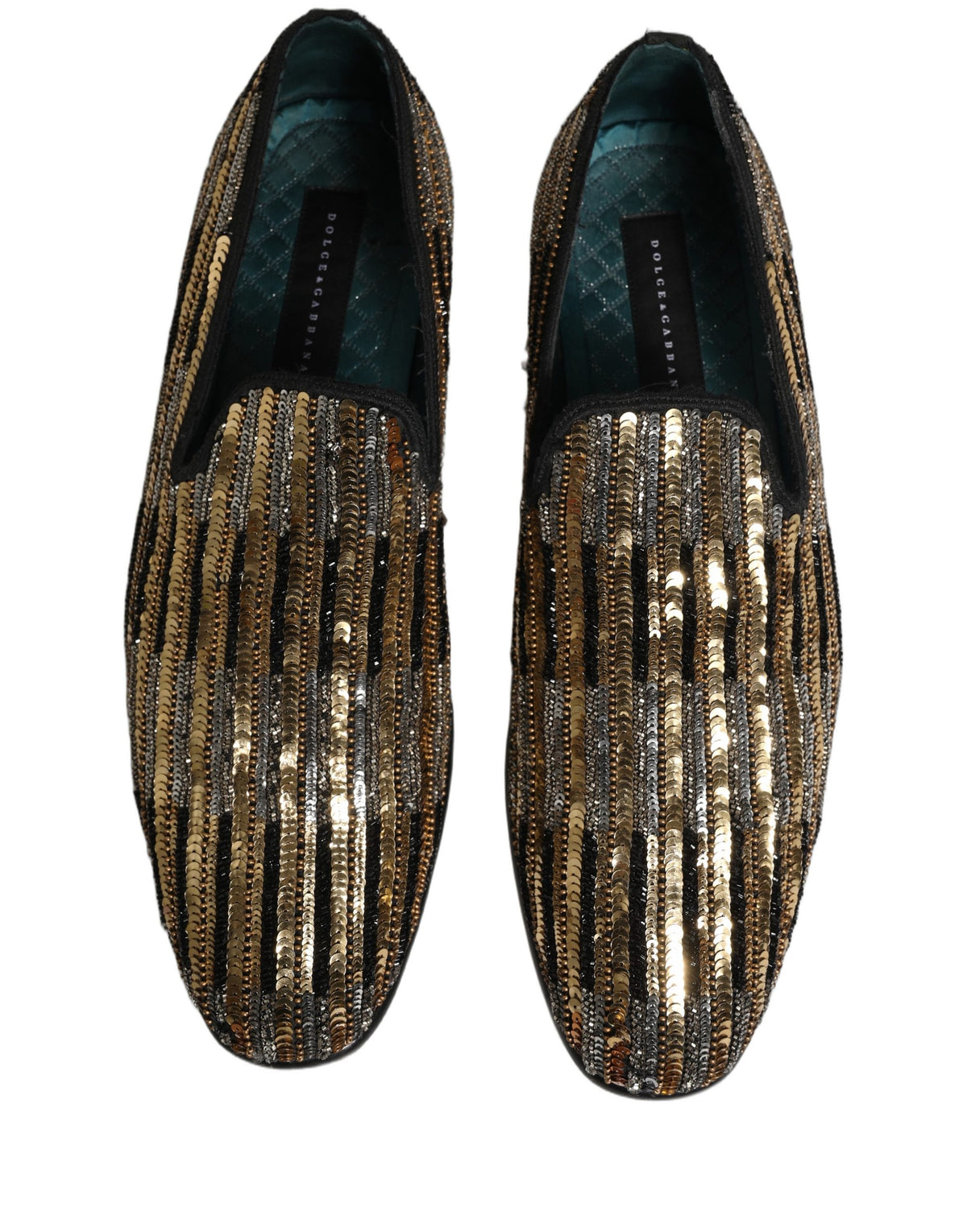 Dolce & Gabbana Gold Sequin Loafers - Exquisite Artisanal Luxury