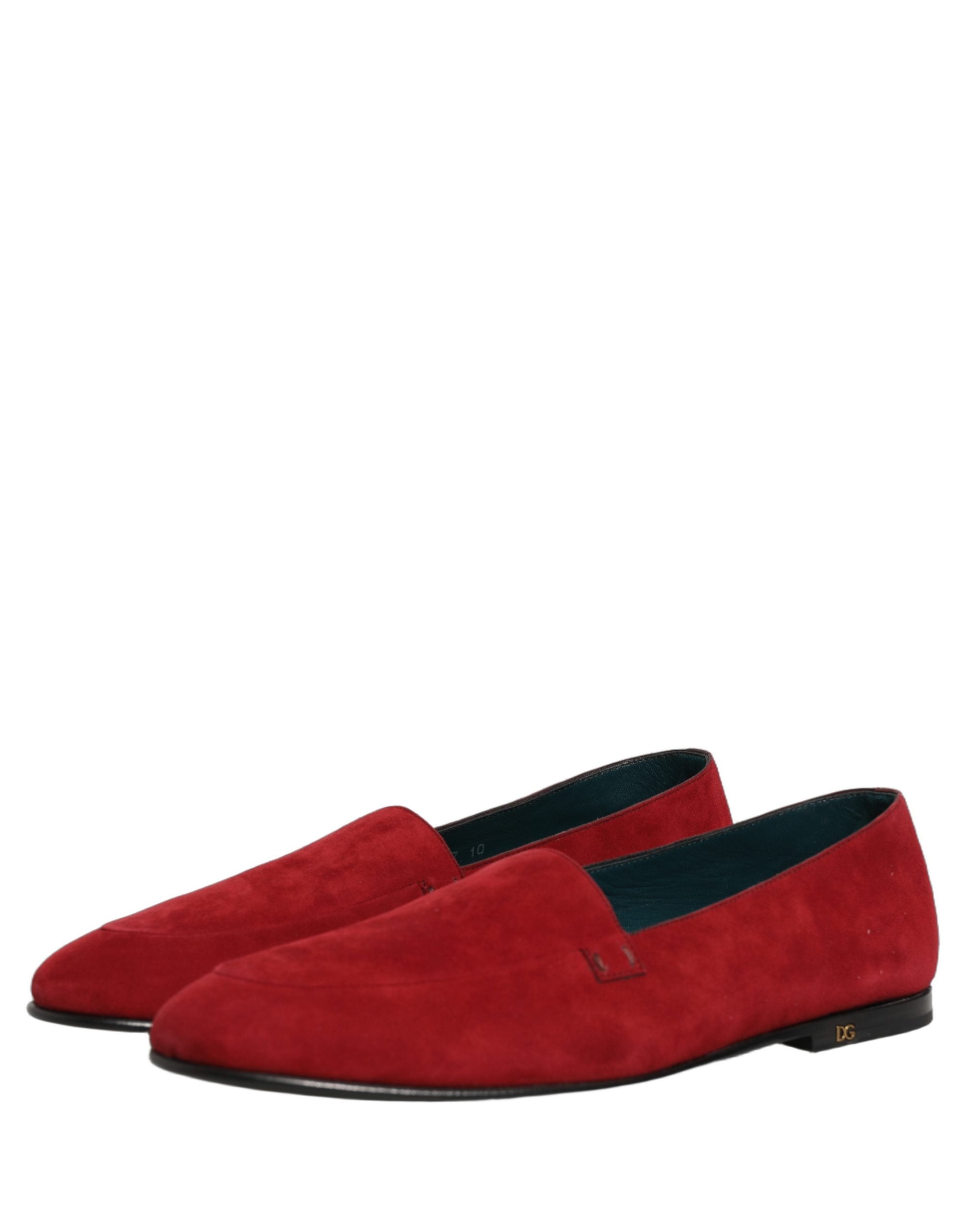 Dolce & Gabbana Red Suede Luxe Slip-On Loafers for Timeless Elegance