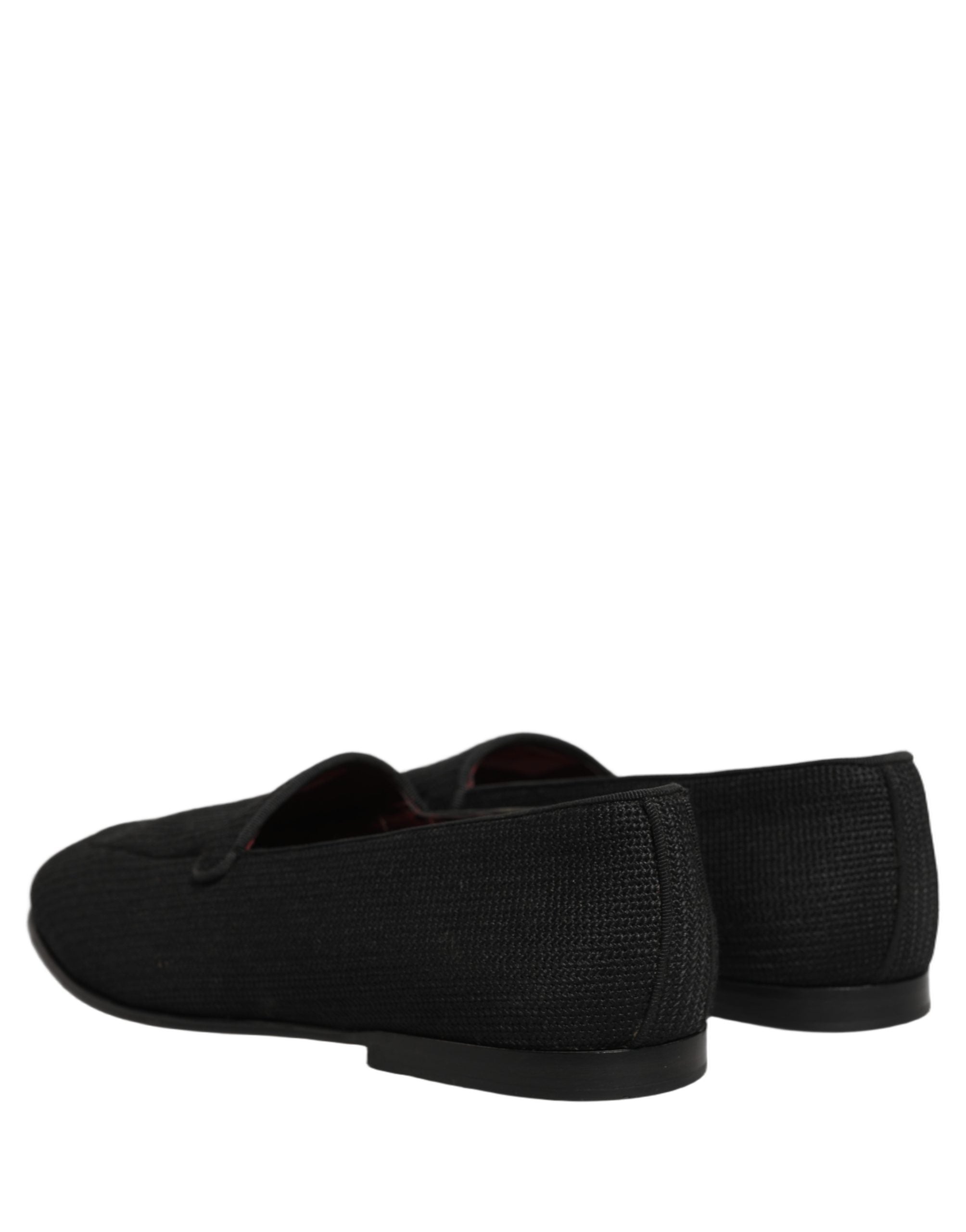Dolce & Gabbana Black Woven Dress Loafers - Artisanal Elegance