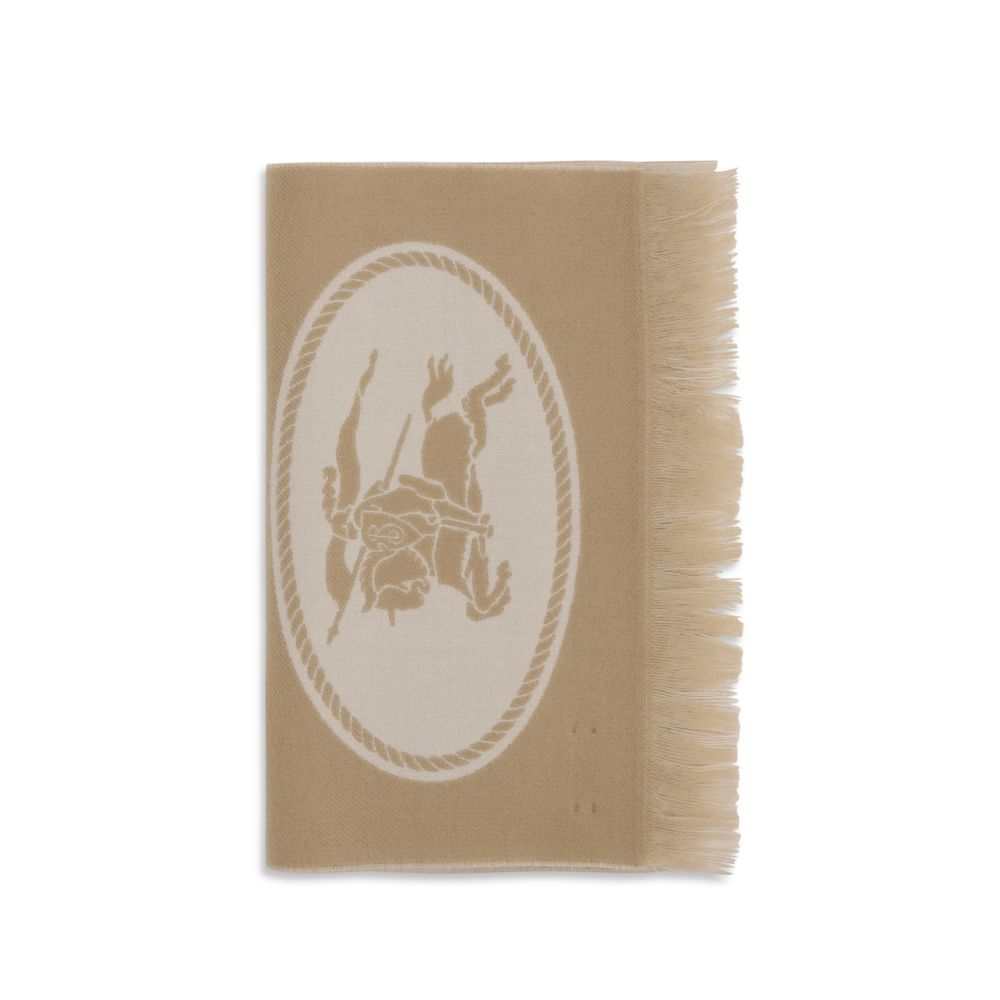 Burberry Beige Wool Oves Aries Scarf - Artisanal Luxury Accessory