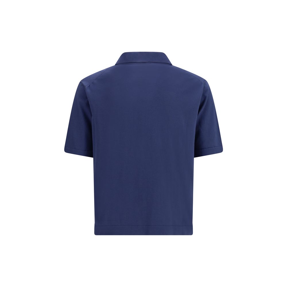 Piacenza Cashmere Blue Cotton Polo Shirt - Timeless Luxury Elegance