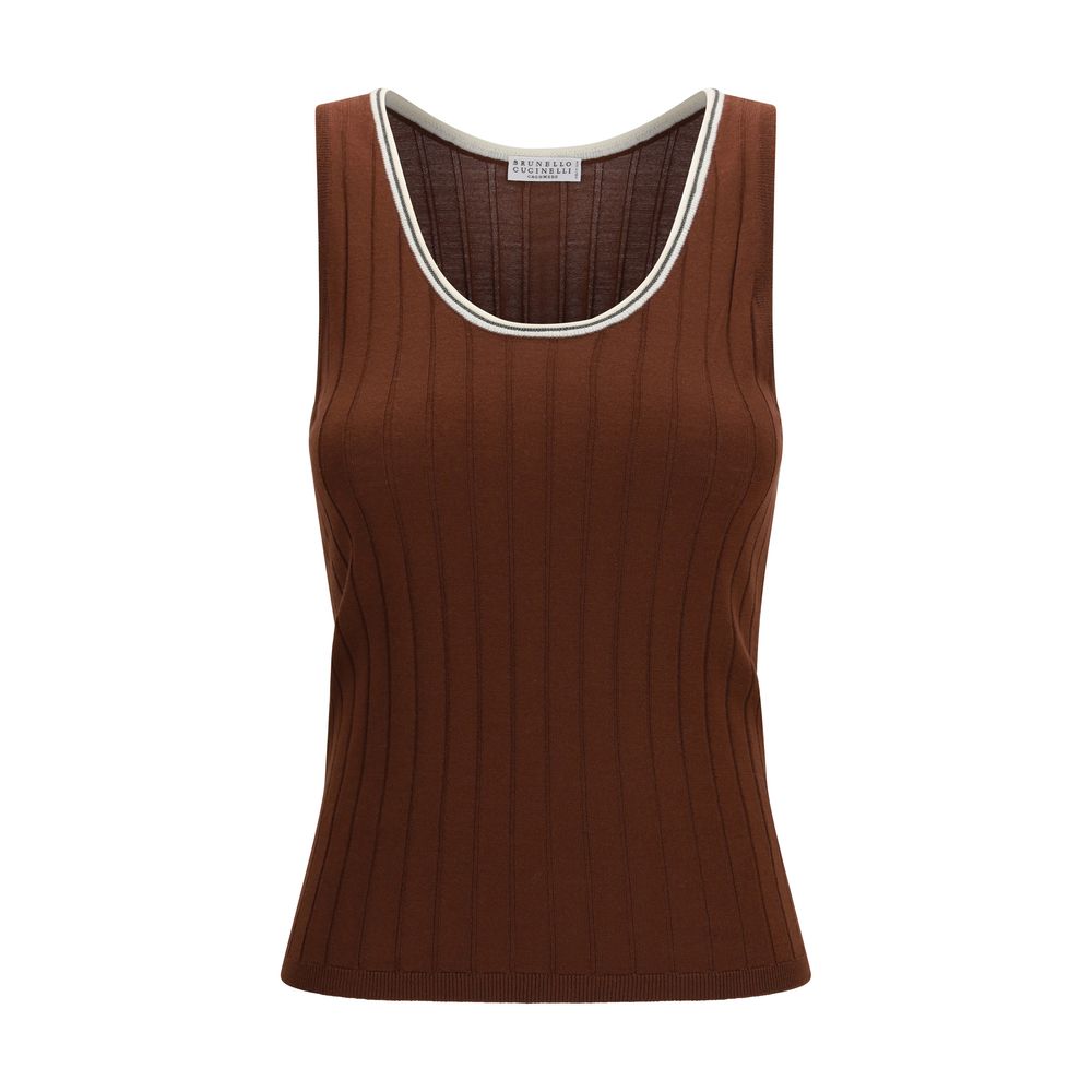 Brunello Cucinelli Sleeveless T-Shirt Couture in Luxurious Wool