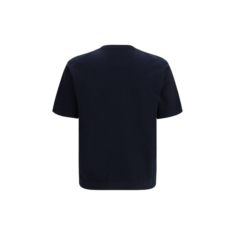 Indulge in the timeless elegance of the Piacenza Cashmere Blue Cotton T-Shirt, crafted from 100% cotton for a luxurious fit that transcends occasions.