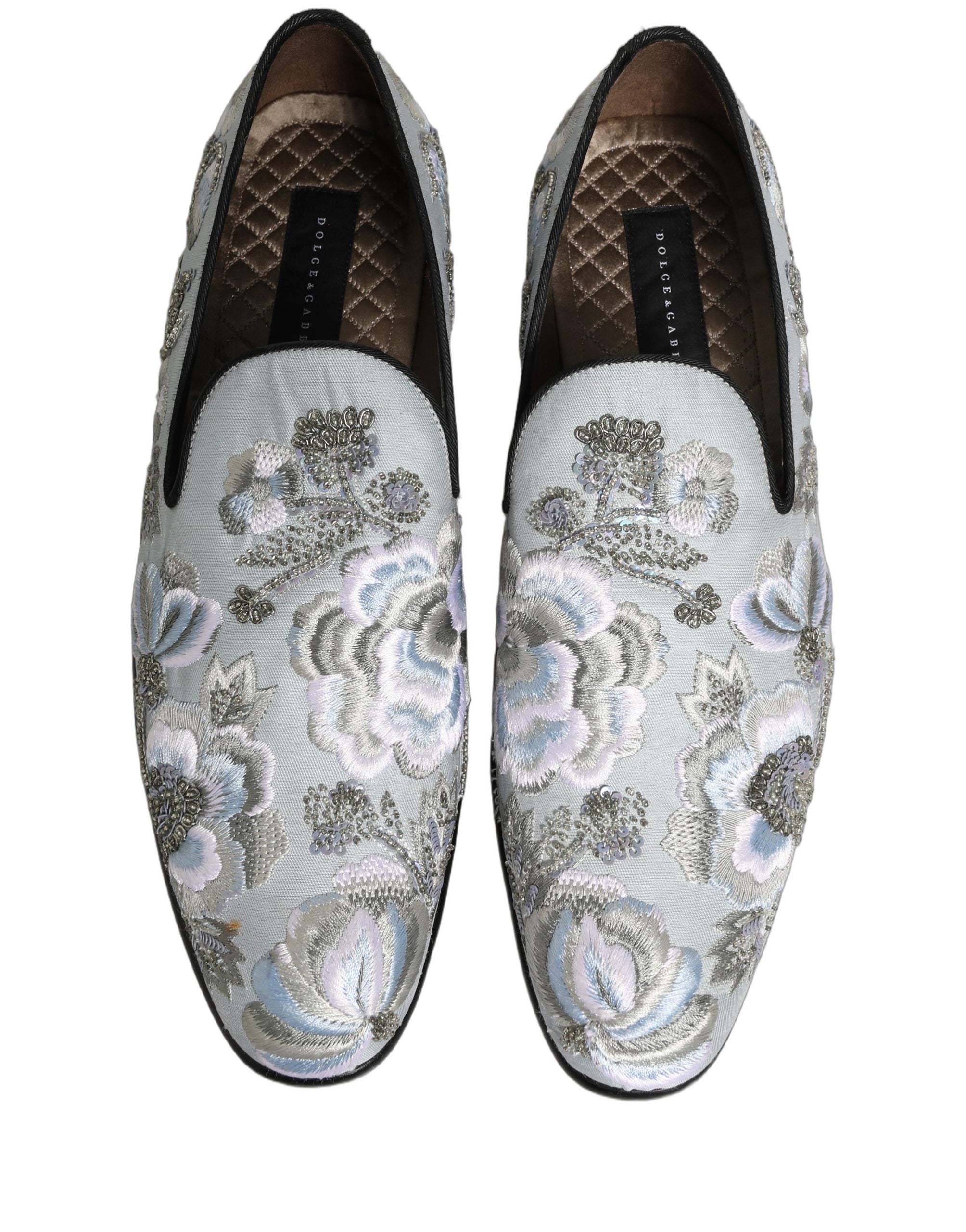 Dolce & Gabbana White Floral Embellished Loafers - Luxury Elegance