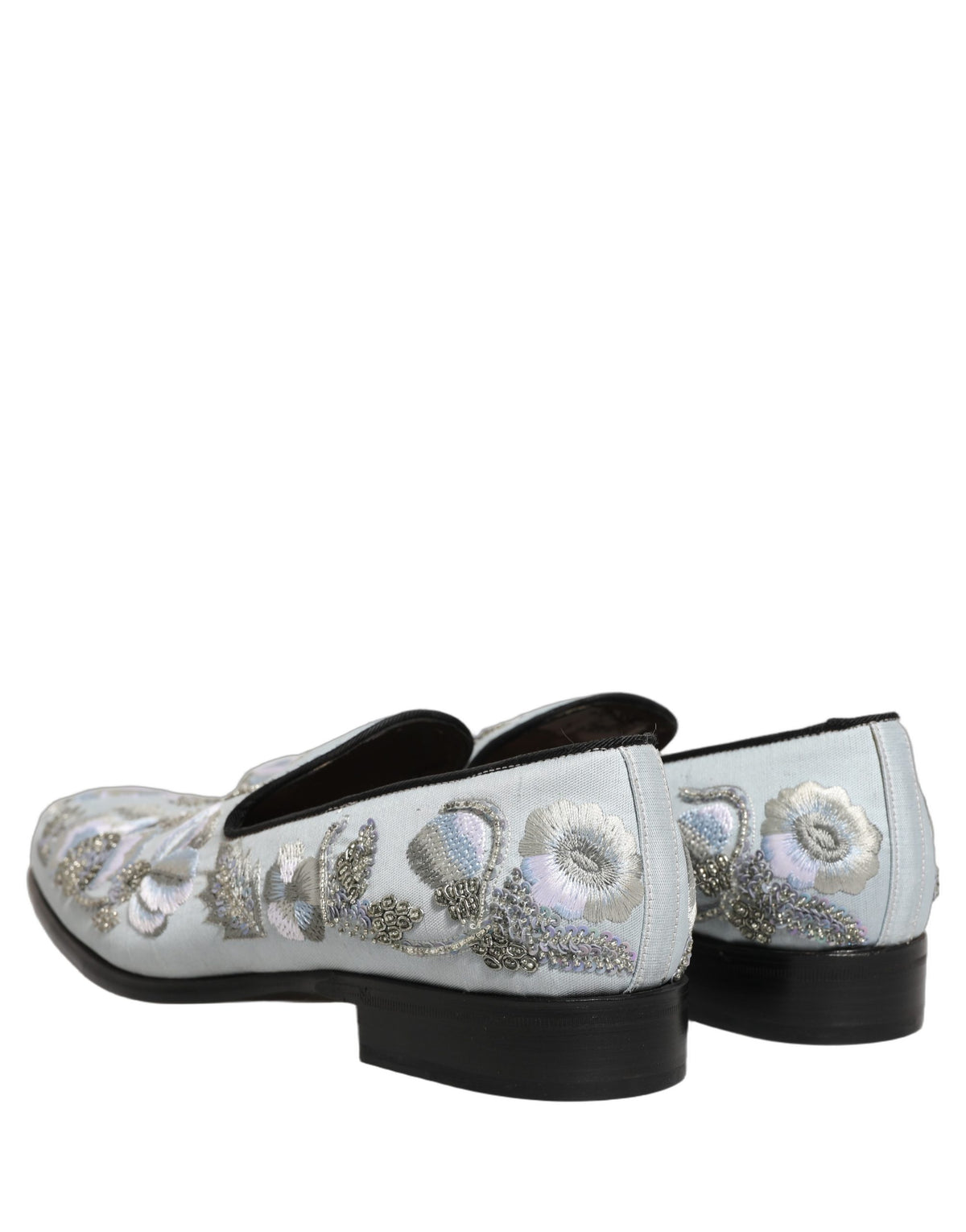 Dolce & Gabbana White Floral Embellished Loafers - Luxury Footwear