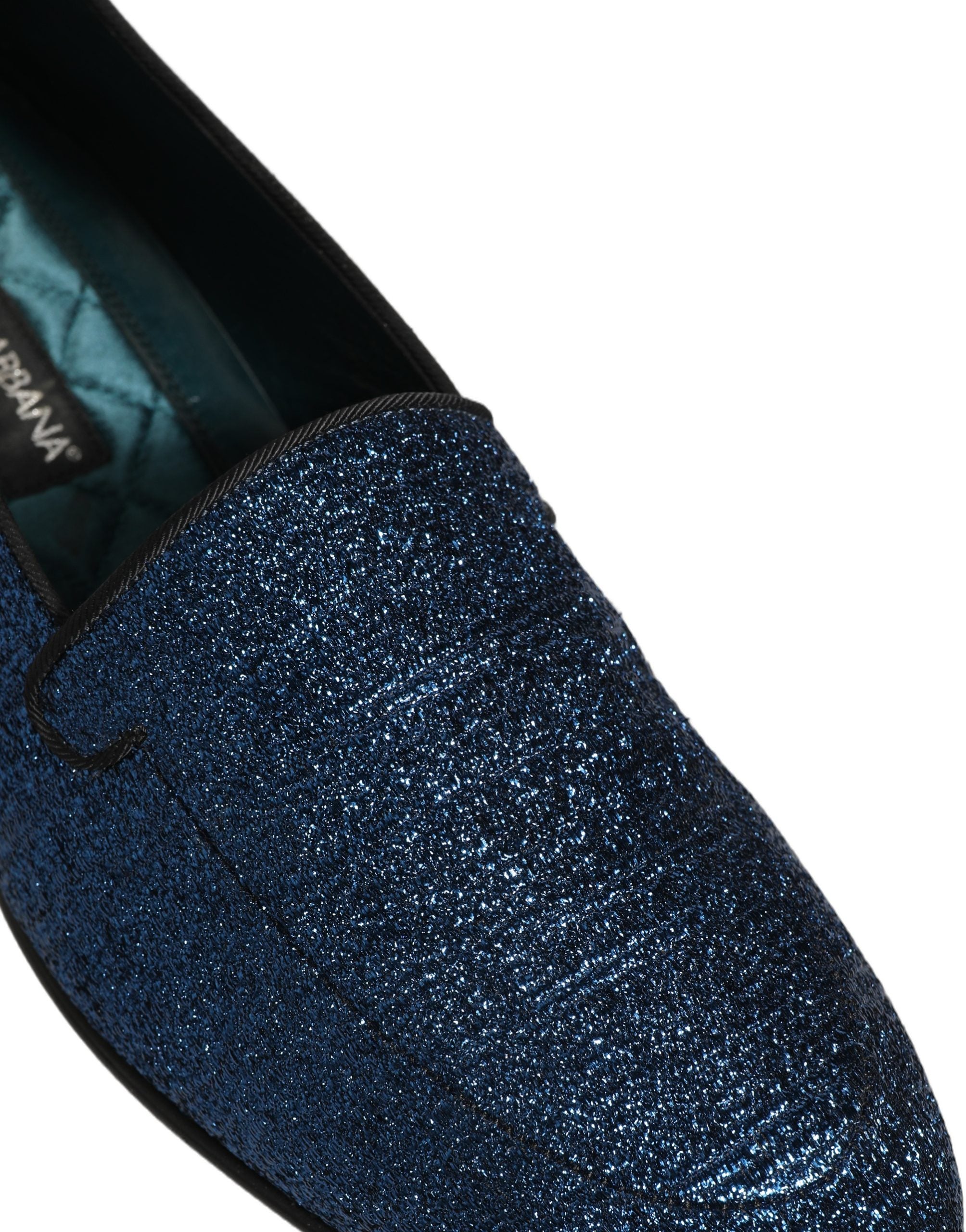 Dolce & Gabbana Blue Glitter Lurex Loafers - Artisanal Luxury