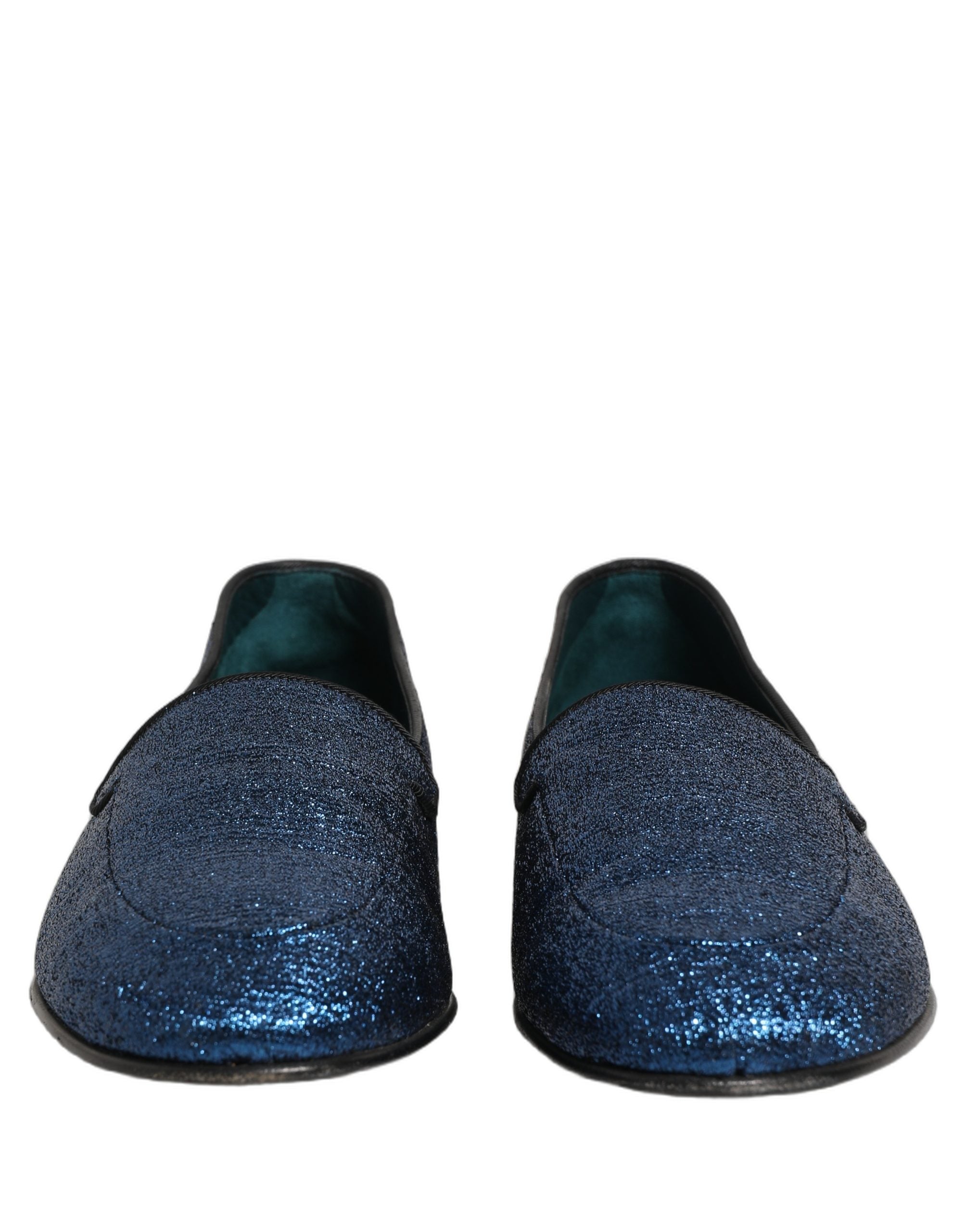 Dolce & Gabbana Blue Glitter Lurex Loafers - Artisanal Luxury
