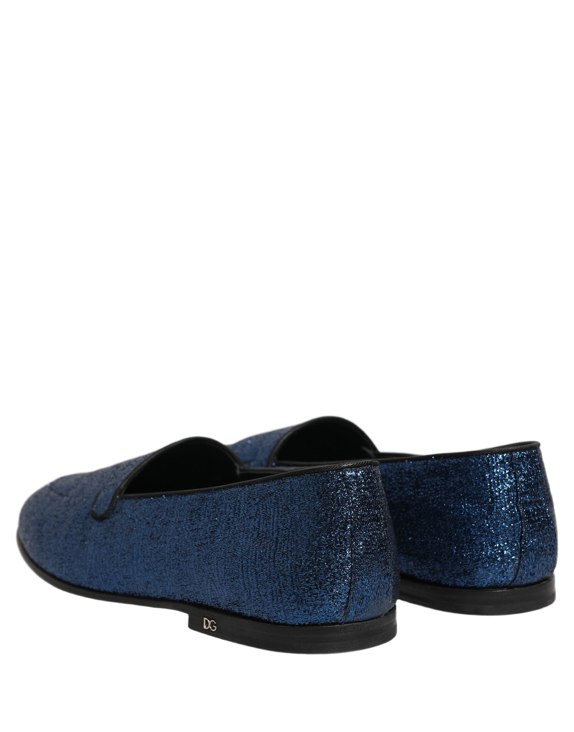 Dolce & Gabbana Blue Glitter Lurex Loafers - Artisanal Luxury
