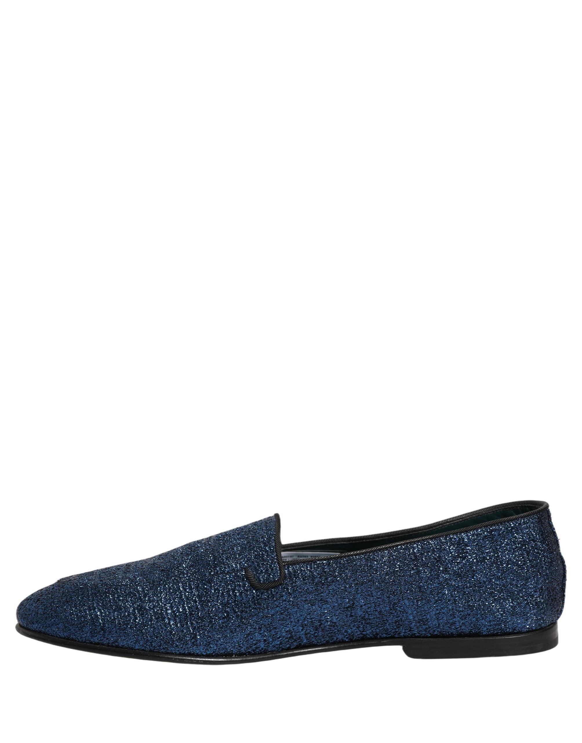 Dolce & Gabbana Blue Glitter Lurex Loafers - Exquisite Luxury