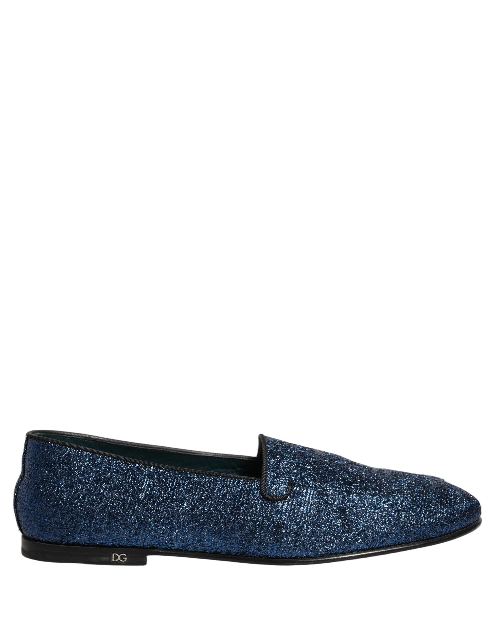 Dolce & Gabbana Blue Glitter Lurex Loafers - Artisanal Luxury