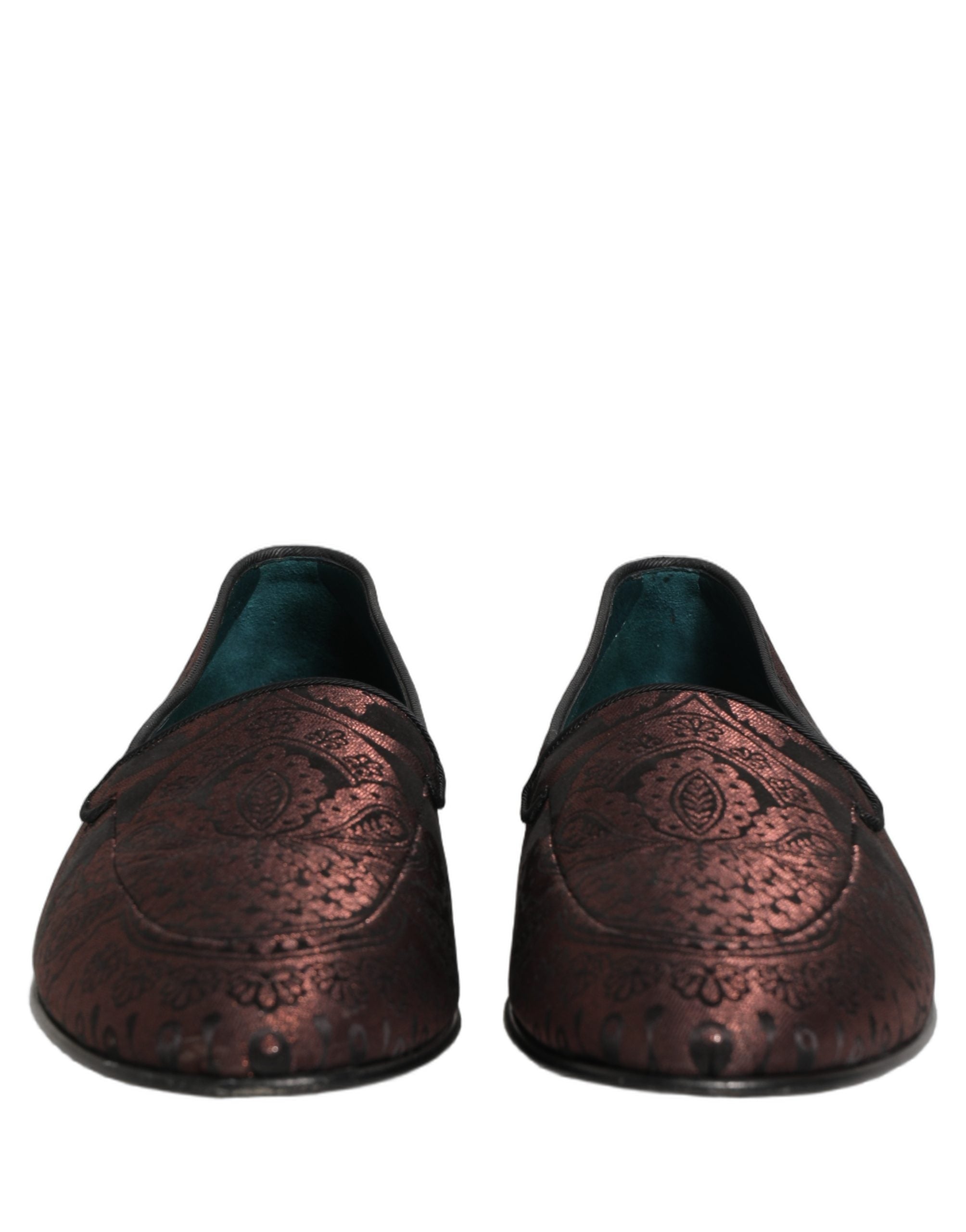 Dolce & Gabbana Maroon Jacquard Leather Loafers - Luxury Footwear