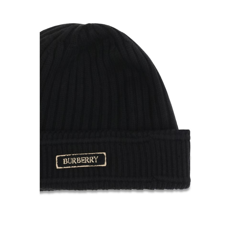 Burberry Black Wool Oves Aries Beanie - Luxurious Winter Accessory