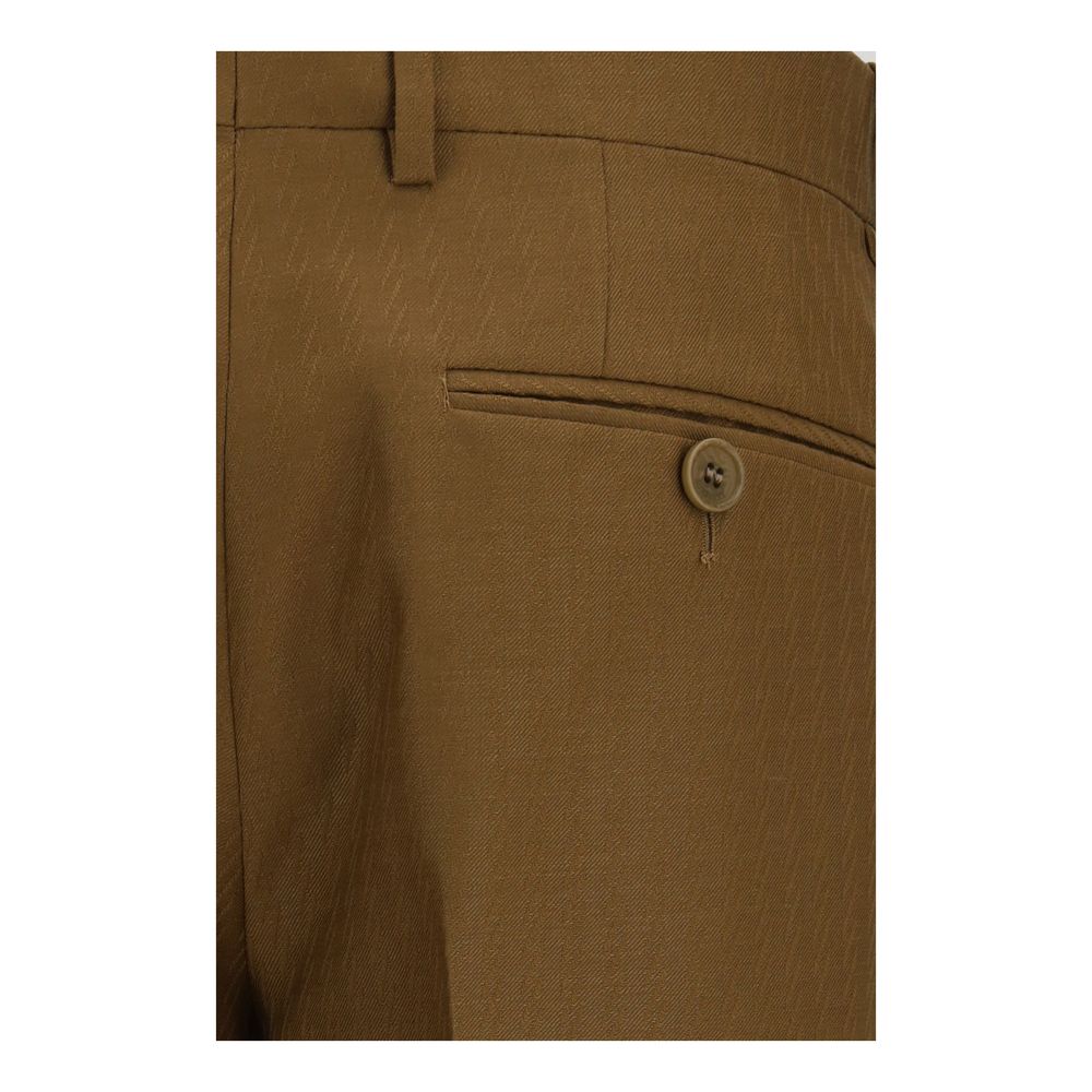 Burberry Brown Wool Oves Aries Dress Pants, Artisanal Elegance