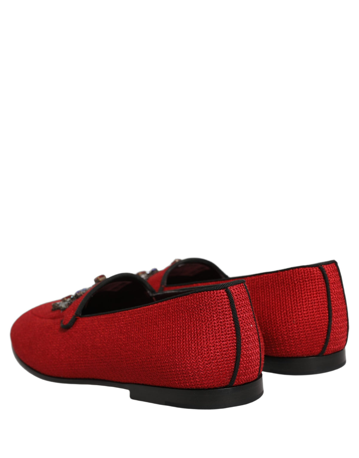 Dolce & Gabbana Crown-Embellished Red Leather Loafers