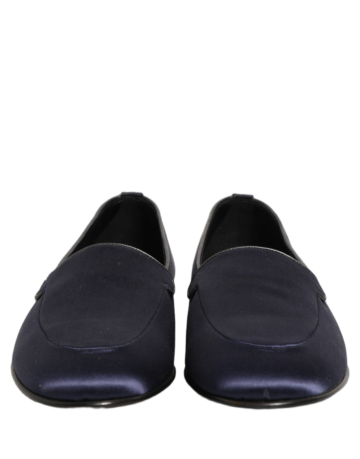 Dolce & Gabbana Navy Blue Satin Dress Loafers for Timeless Elegance