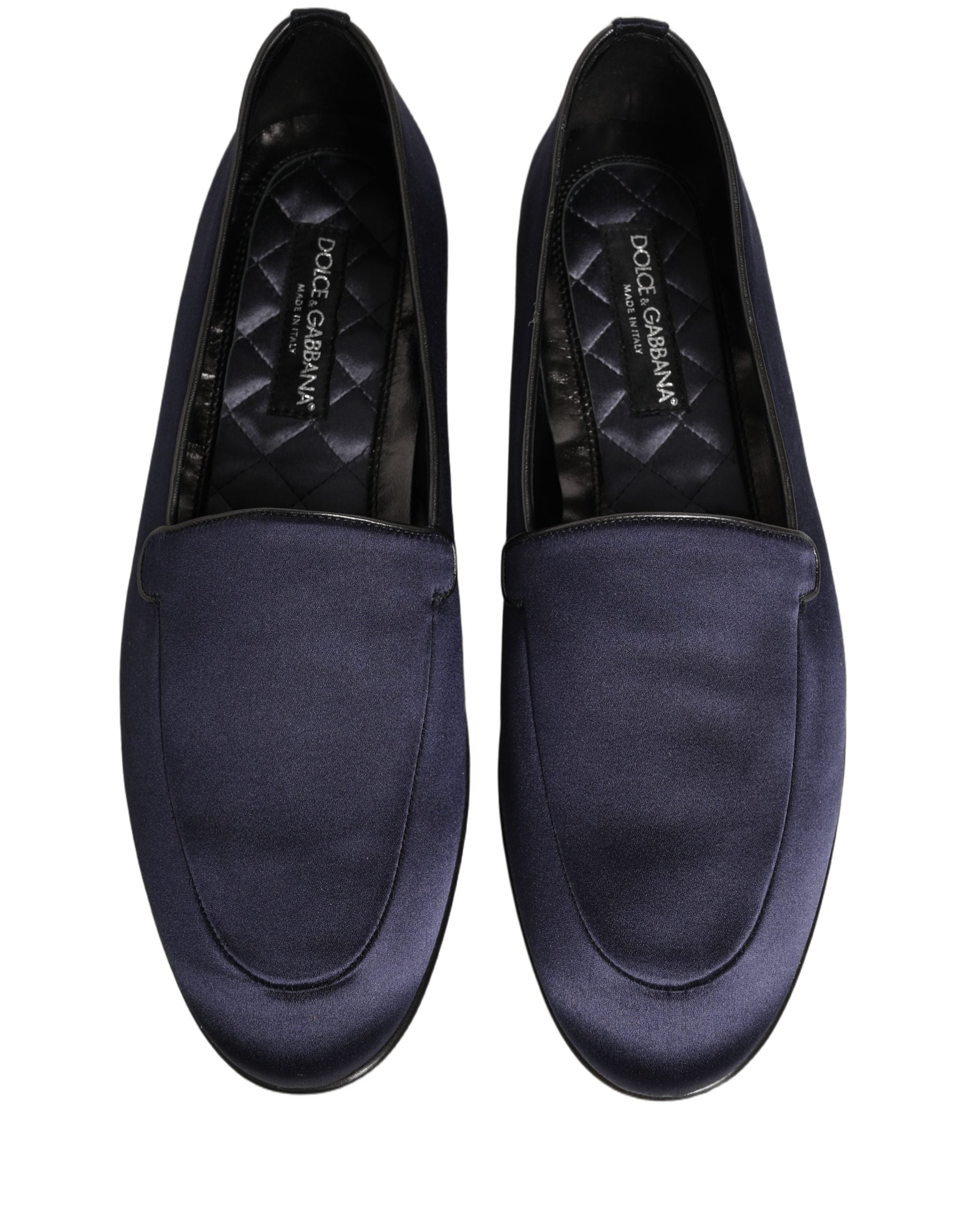Dolce & Gabbana Navy Blue Satin Dress Loafers for Timeless Elegance