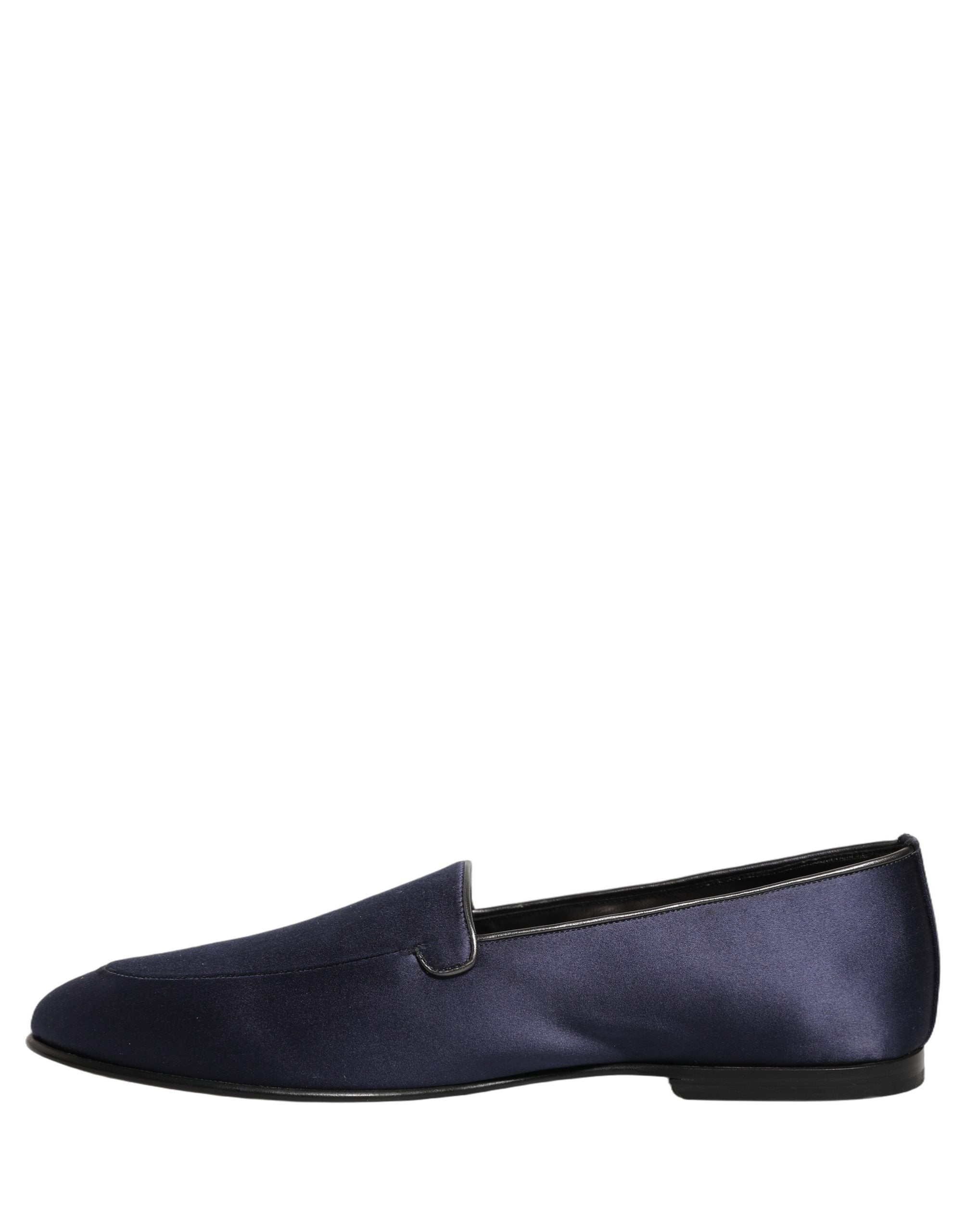 Dolce & Gabbana Navy Blue Satin Dress Loafers for Timeless Elegance