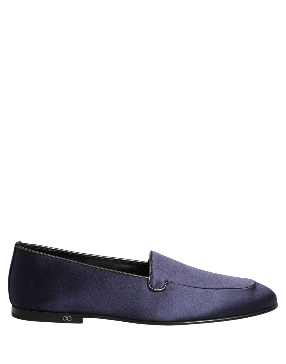 Dolce & Gabbana Navy Blue Satin Dress Loafers for Timeless Elegance