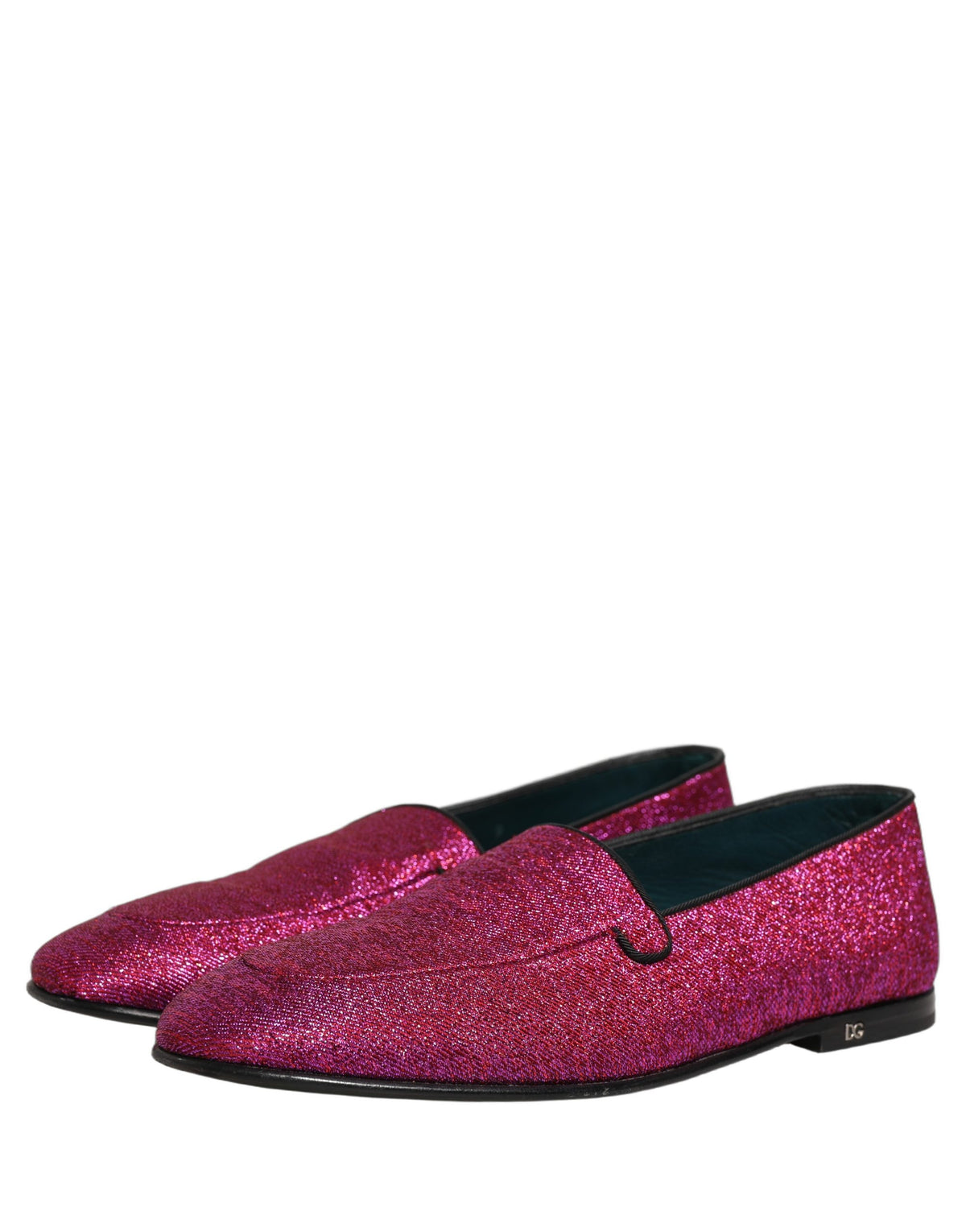 Dolce & Gabbana Pink Glitter Lurex Dress Loafers - Artisan Elegance