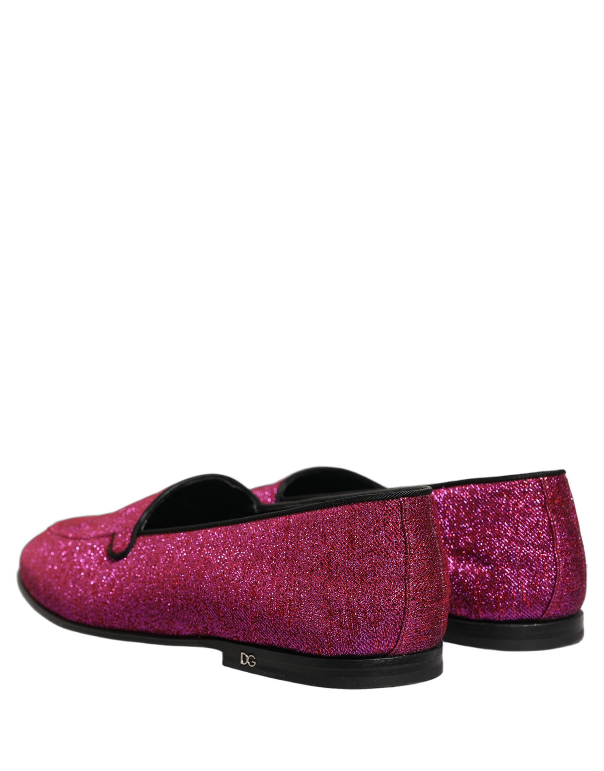Dolce & Gabbana Pink Glitter Lurex Dress Loafers - Artisan Elegance