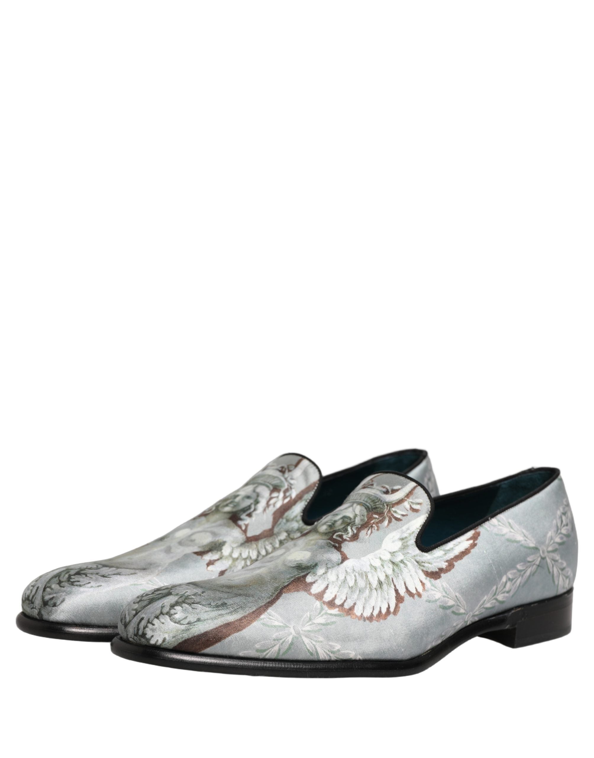 Dolce & Gabbana Gray Baroque Velvet Loafers - Couture Luxury