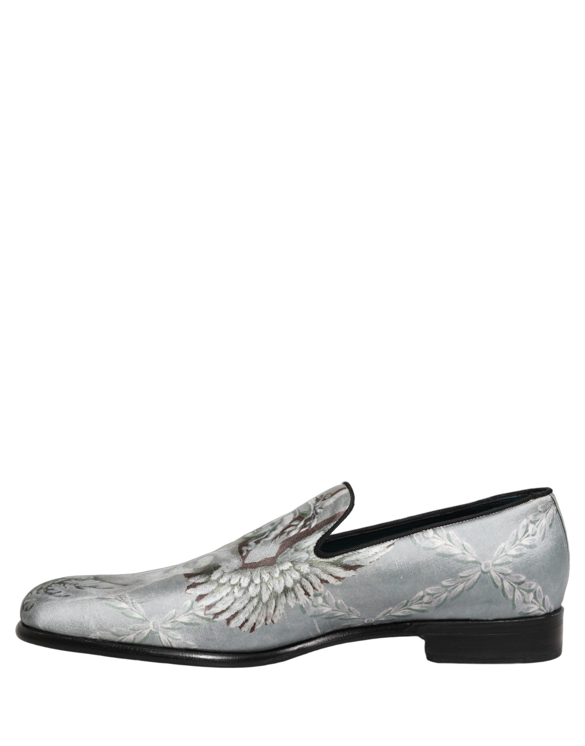 Dolce & Gabbana Gray Baroque Velvet Loafers for Timeless Elegance