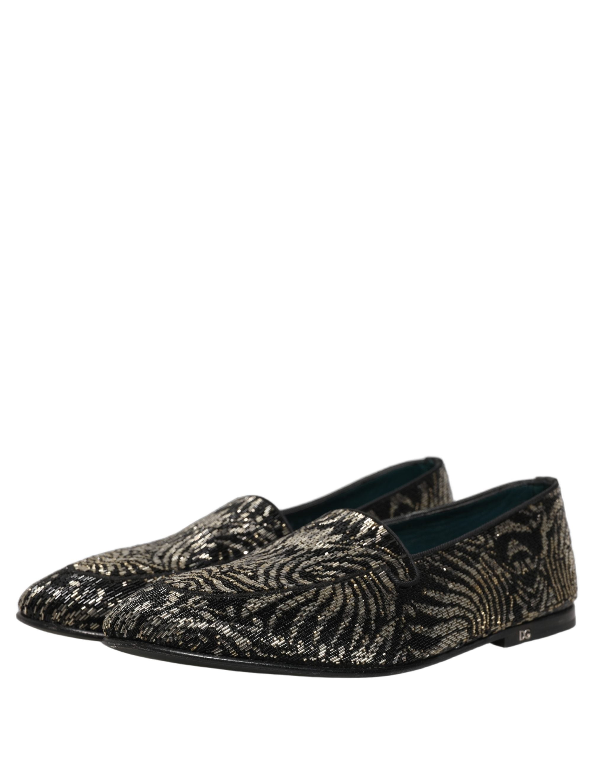 Dolce & Gabbana Black Silver Embellished Dress Loafers