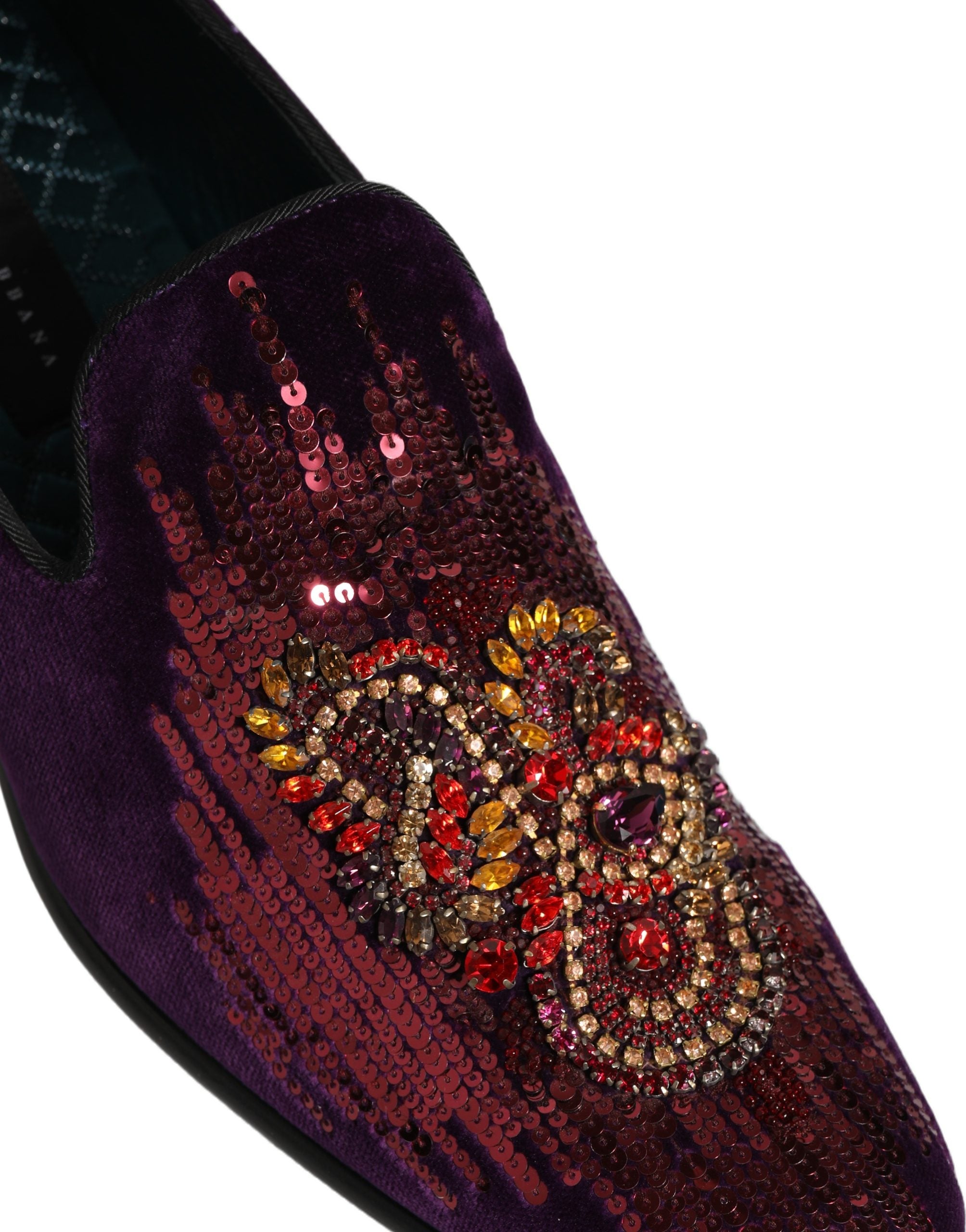 Dolce & Gabbana Velvet Rhinestone Loafers - Exquisite Luxury