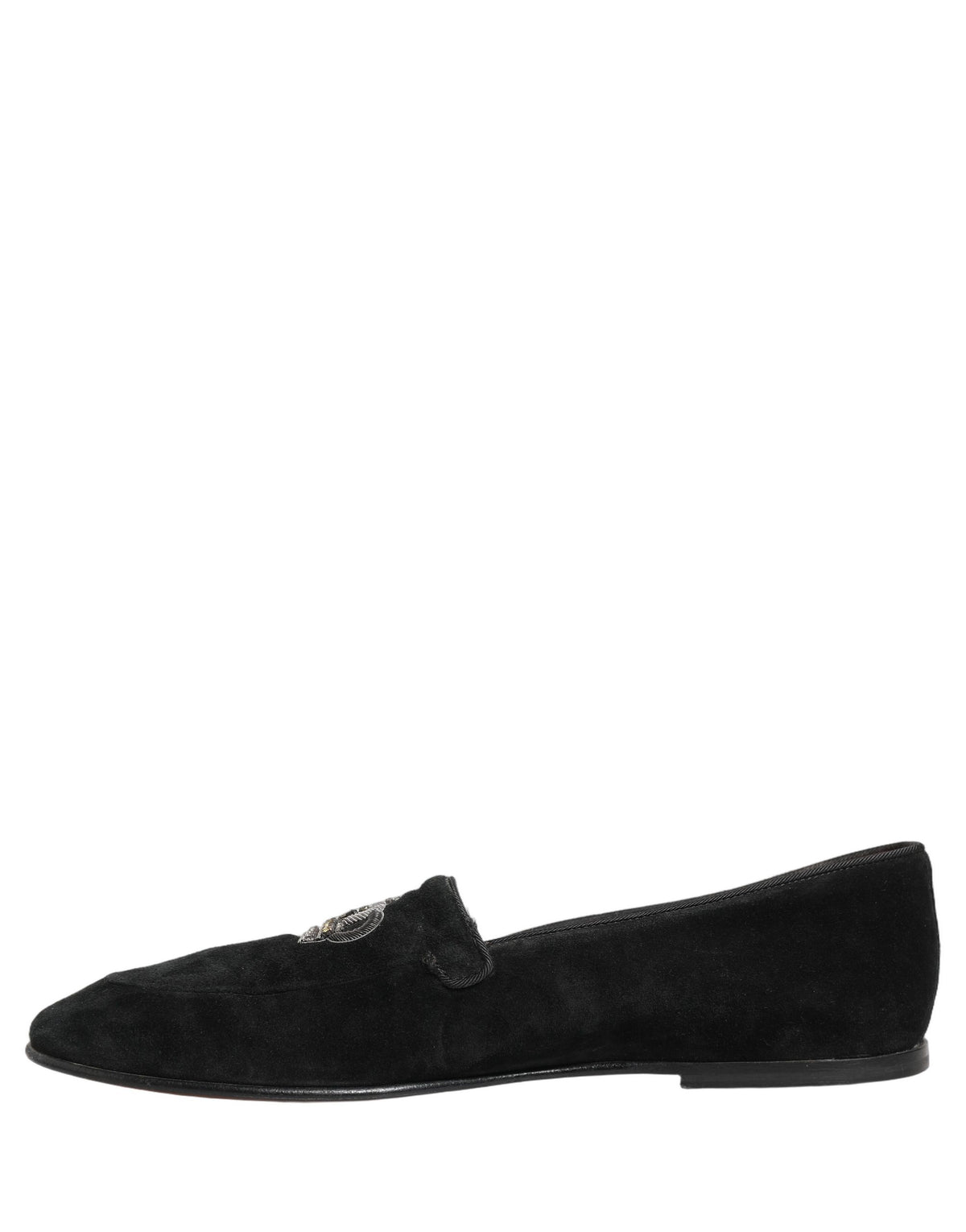 Dolce & Gabbana Black Crown Embellished Loafers - Luxurious Elegance