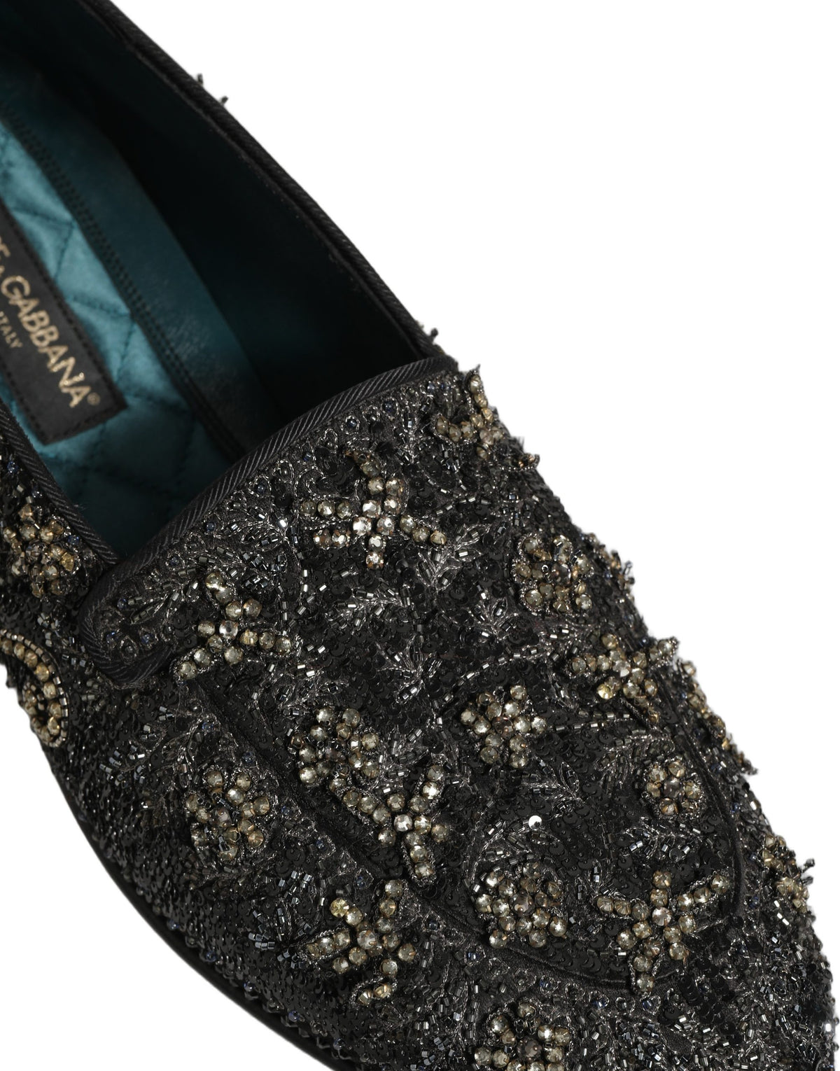 Dolce & Gabbana Black Rhinestone Embellished Loafers - Luxury Footwear