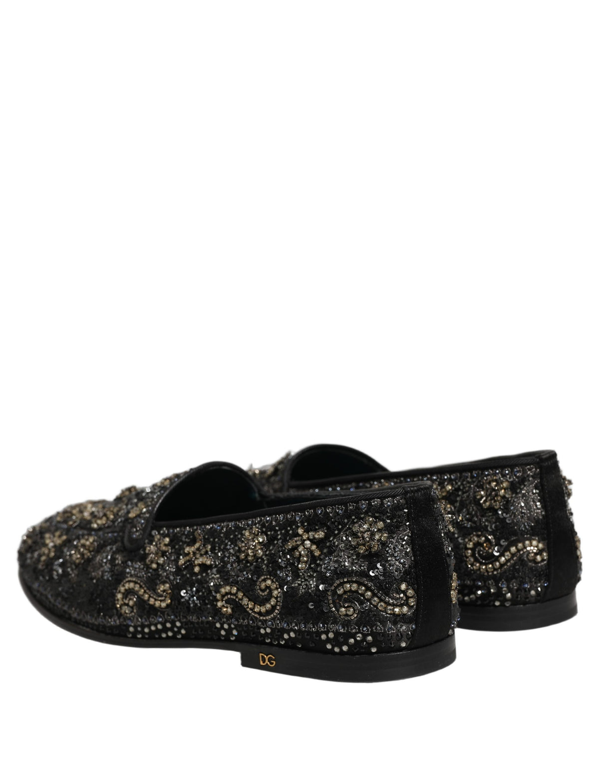 Dolce & Gabbana Black Rhinestone Loafers - Exquisite Luxury