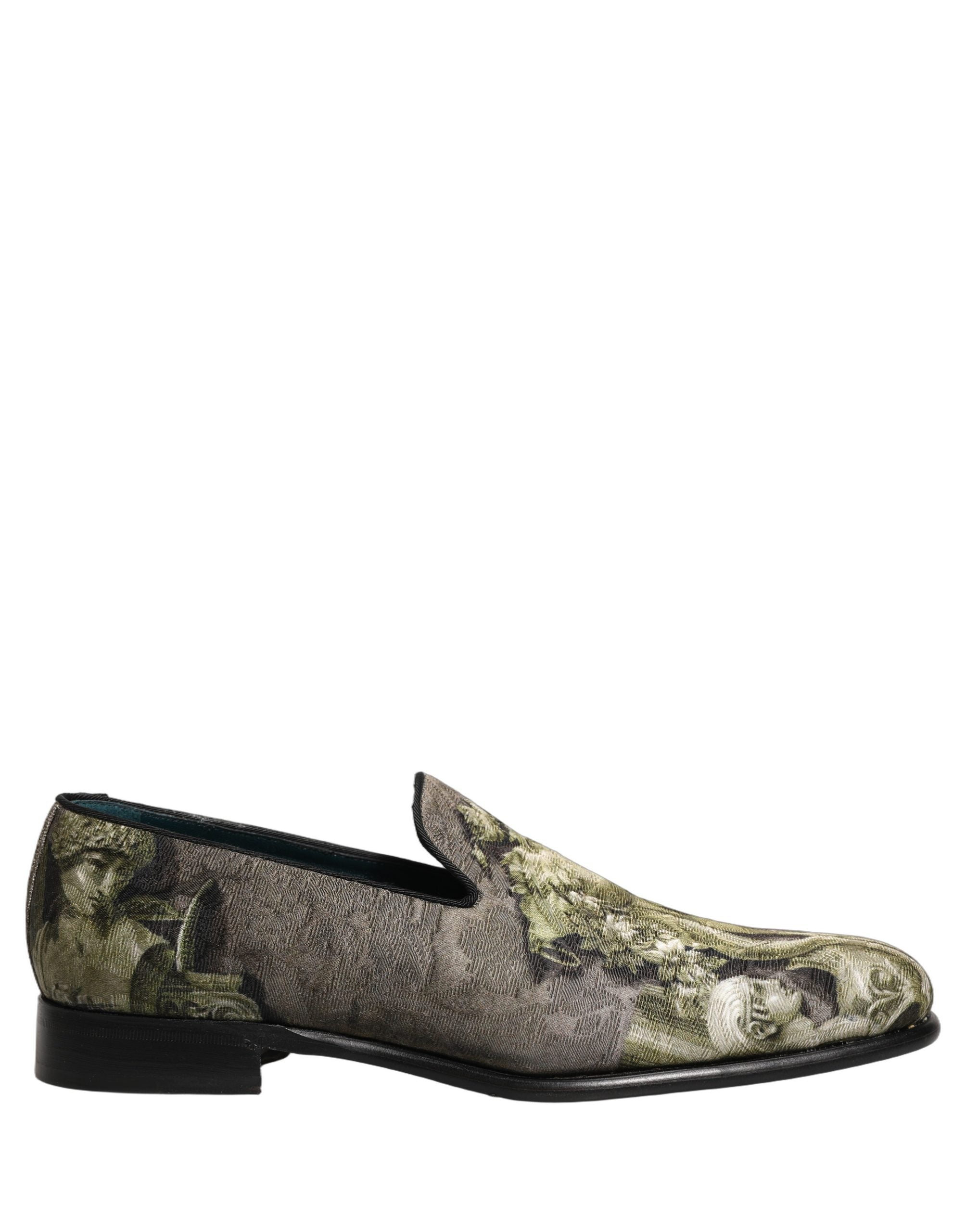 Dolce & Gabbana Brown Baroque Print Slip On Loafers - Luxury Footwear