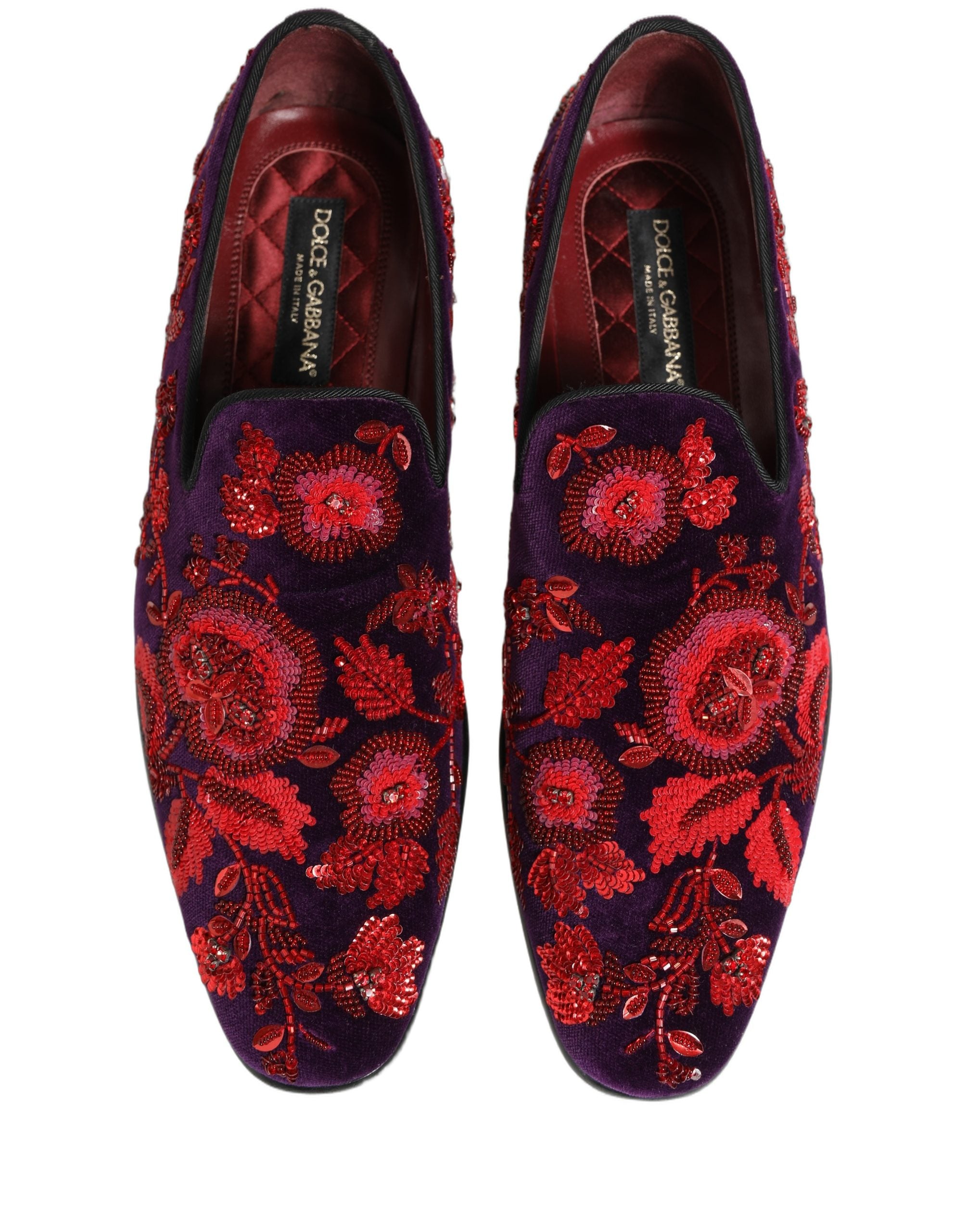 Dolce & Gabbana Velvet Bead Embellished Luxury Loafers