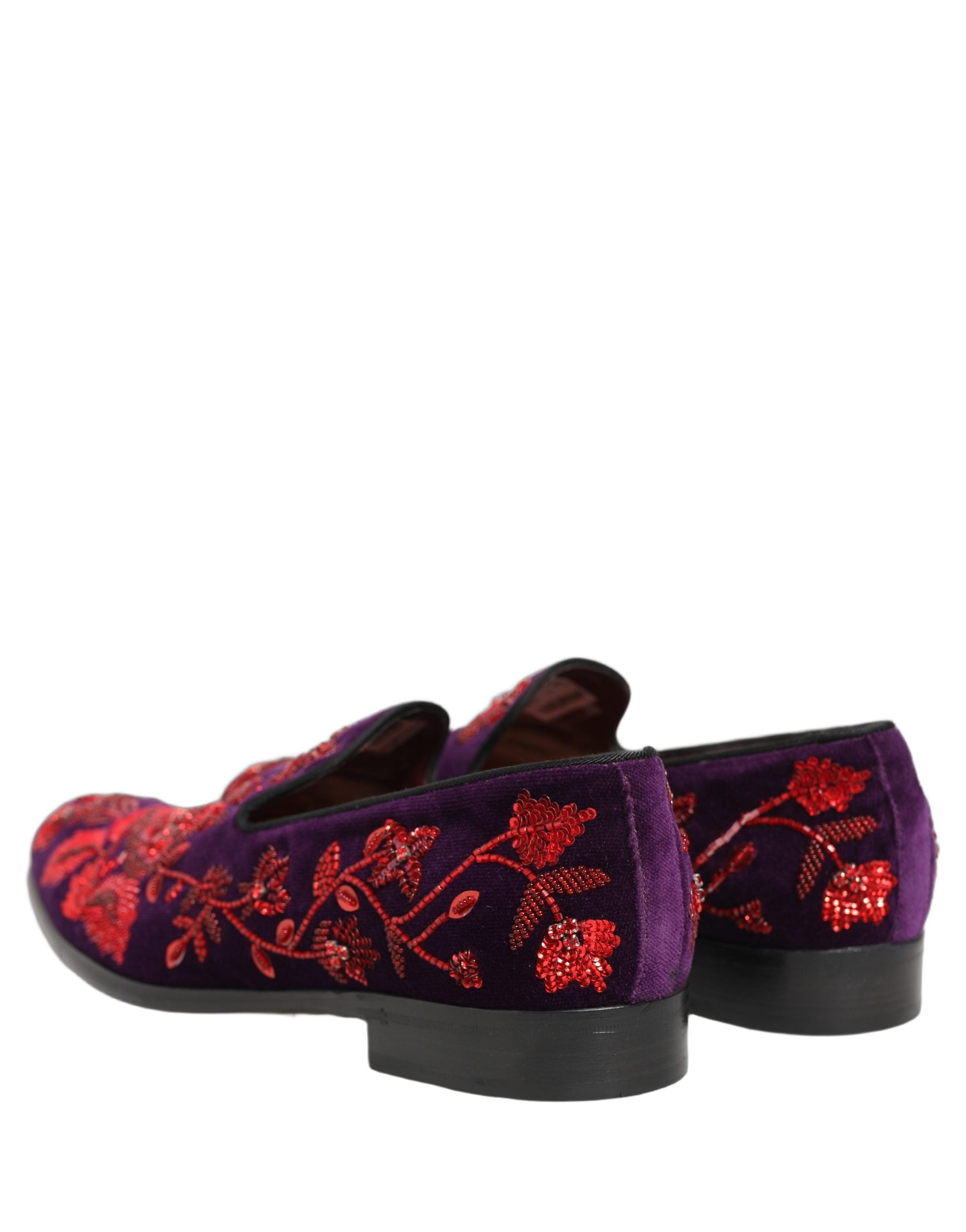 Dolce & Gabbana Velvet Bead Embellished Loafers - Luxury Footwear