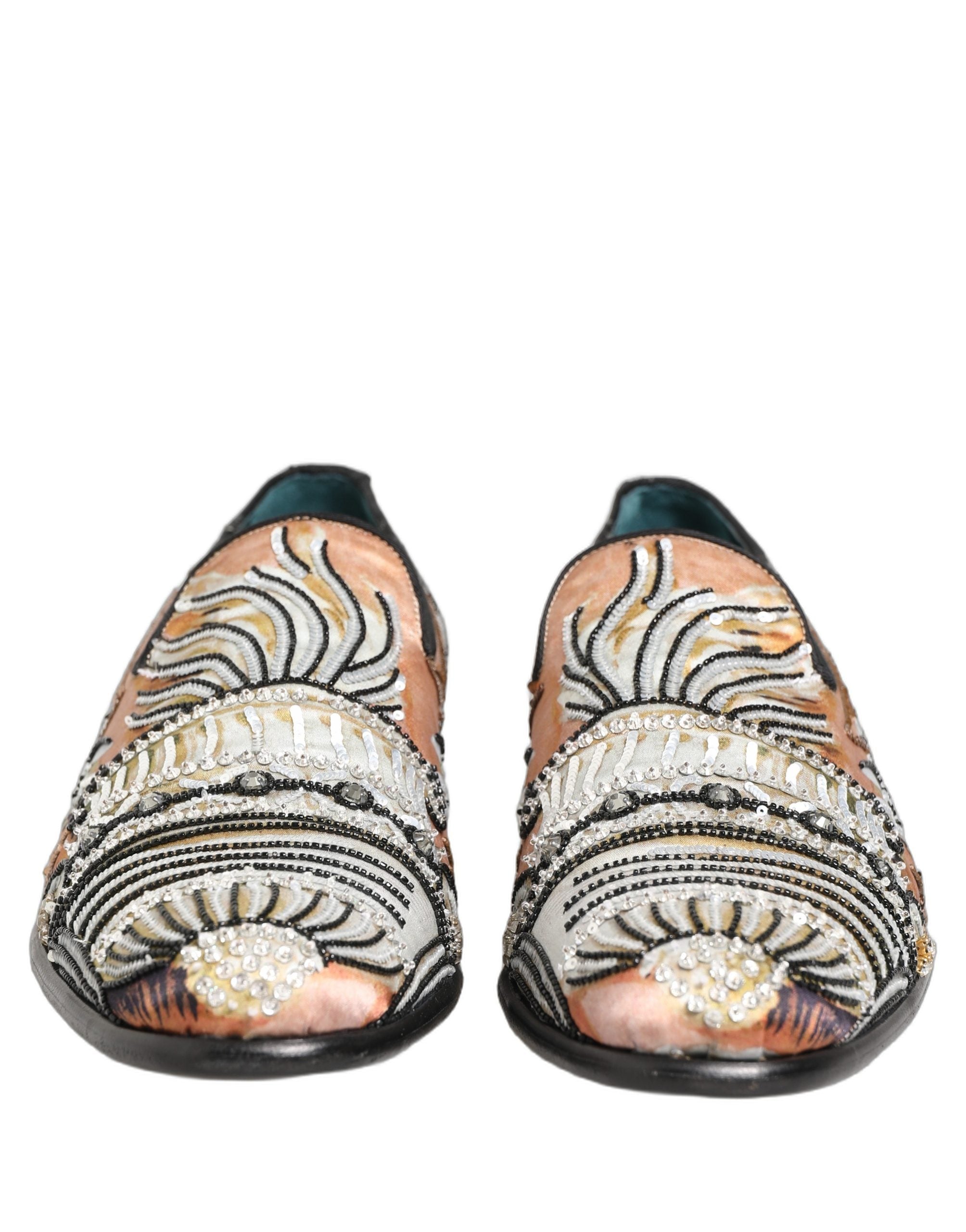 Dolce & Gabbana Multicolor Brocade Sequin Dress Loafers
