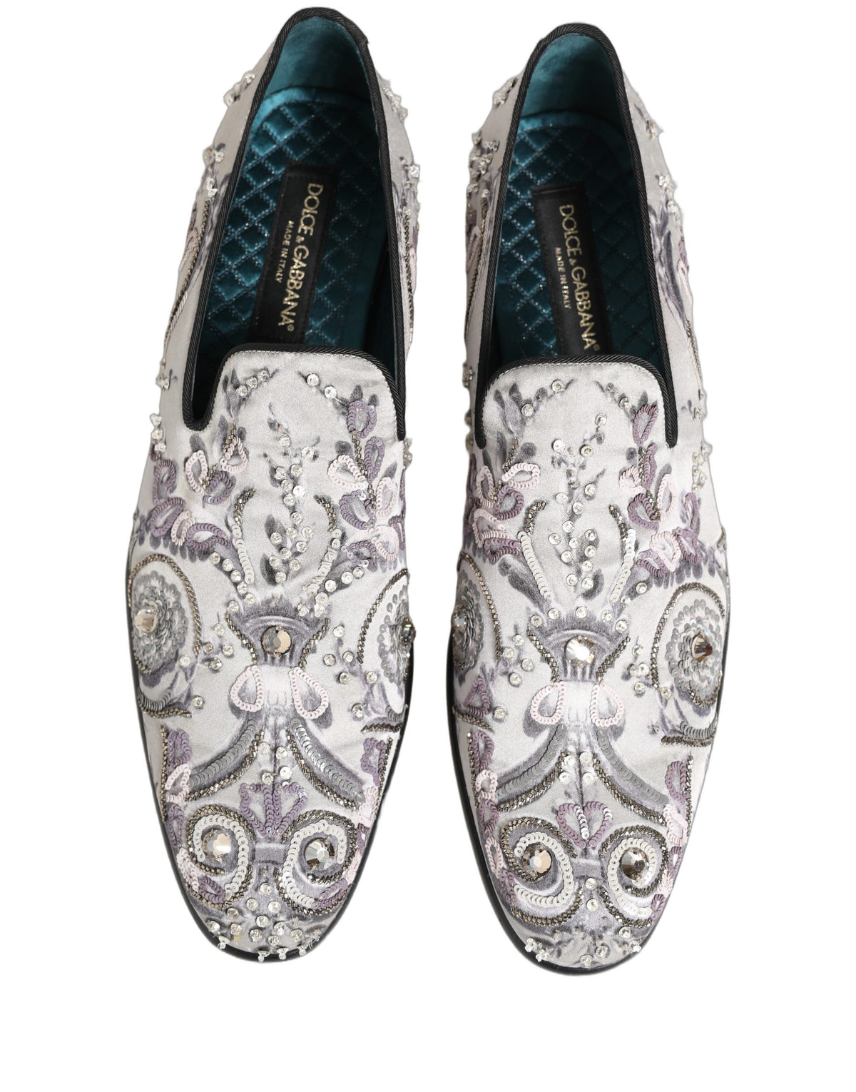 Dolce & Gabbana White Sequined Loafers - Exquisite Italian Luxury