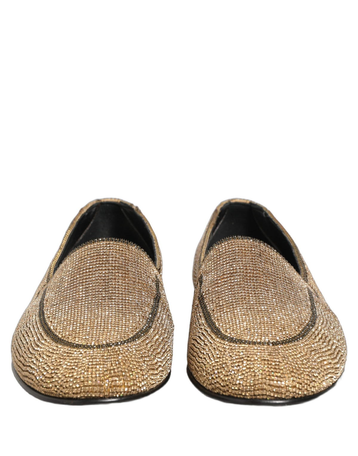 Dolce & Gabbana Gold Crystal Embellished Luxury Loafers