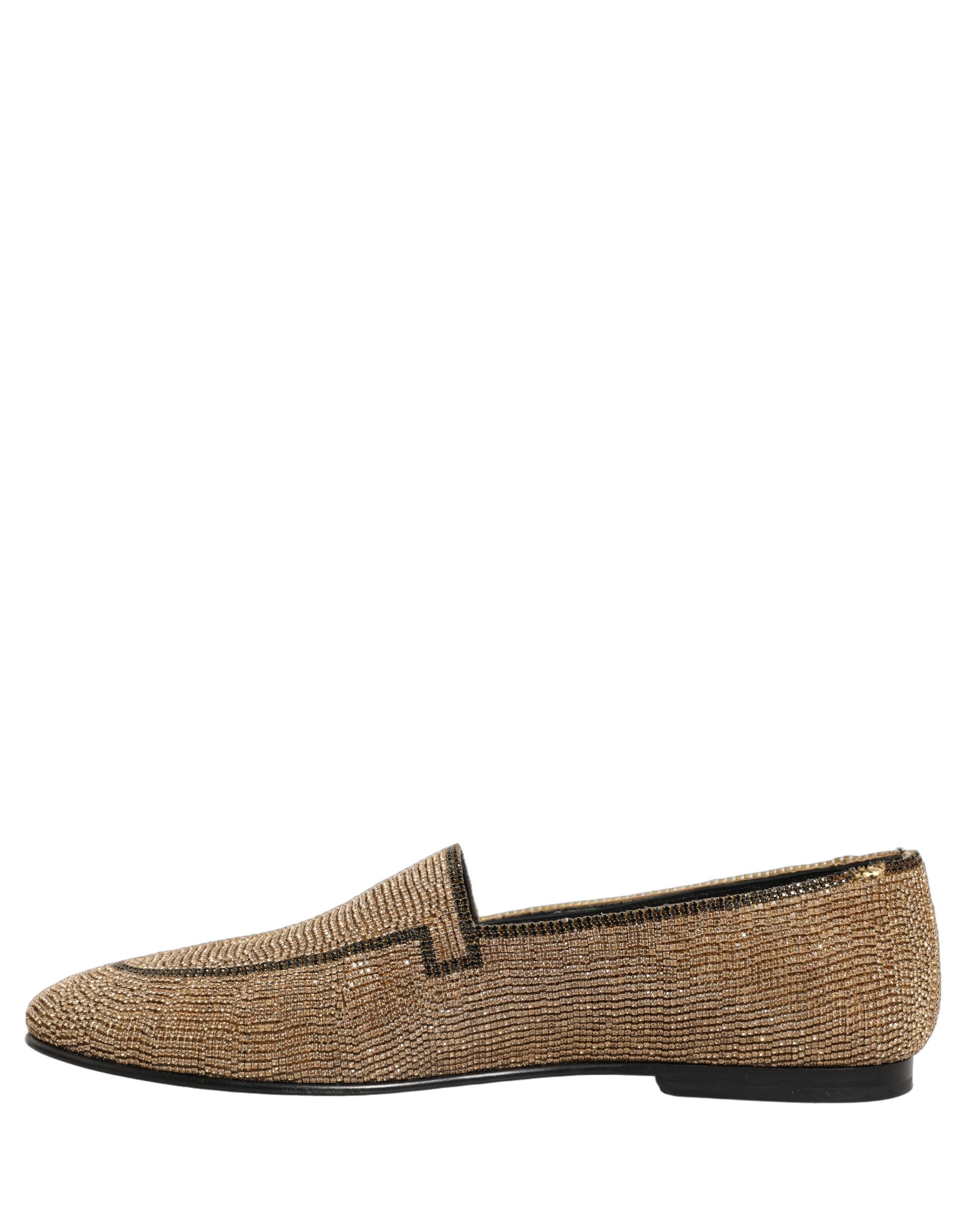 Dolce & Gabbana Gold Crystal Embellished Loafers - Luxury Redefined
