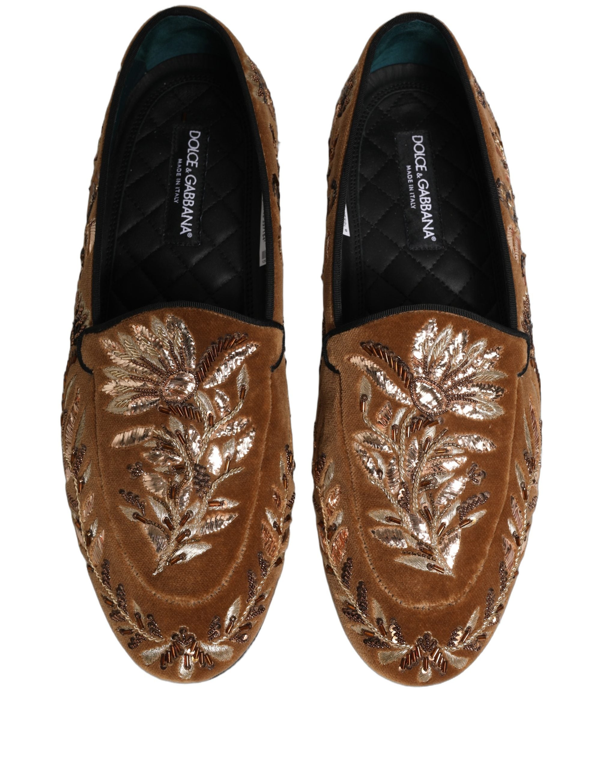 Dolce & Gabbana Velvet Floral Embroidery Loafers - Exquisite Elegance