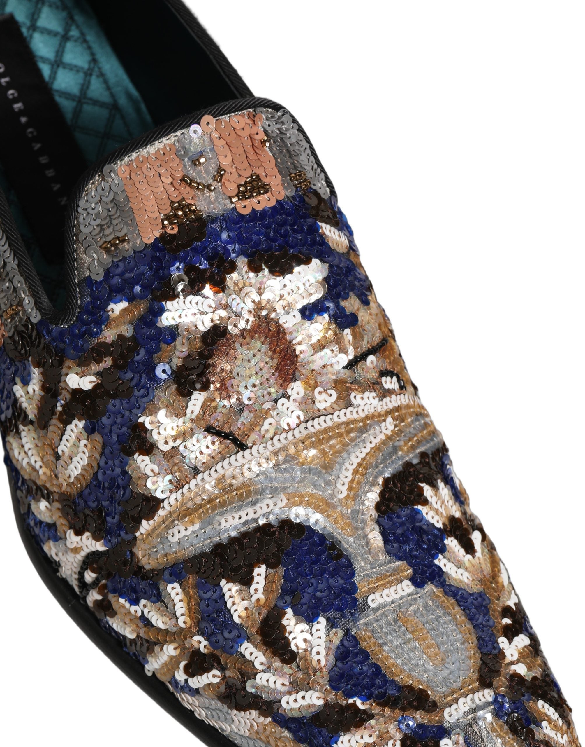 Dolce & Gabbana Multicolor Embroidered Sequin Loafers, Luxury Footwear