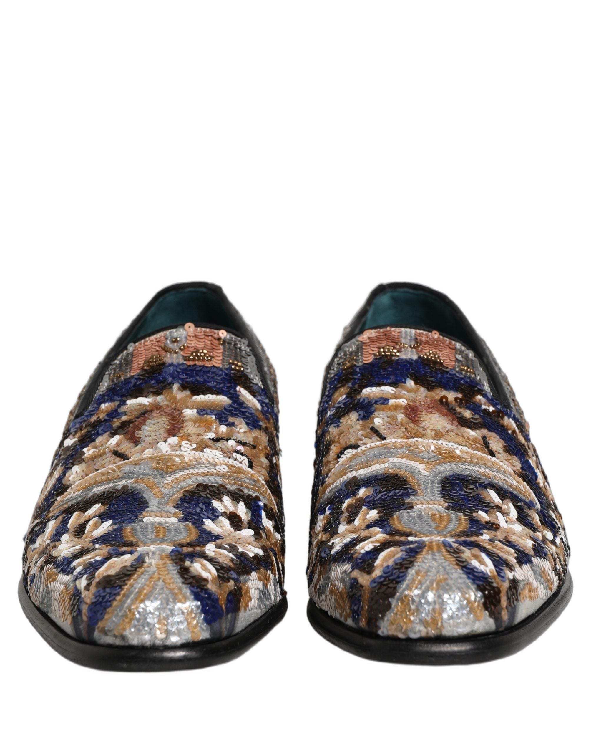 Dolce & Gabbana Multicolor Embroidered Sequin Loafers - Luxury Footwear