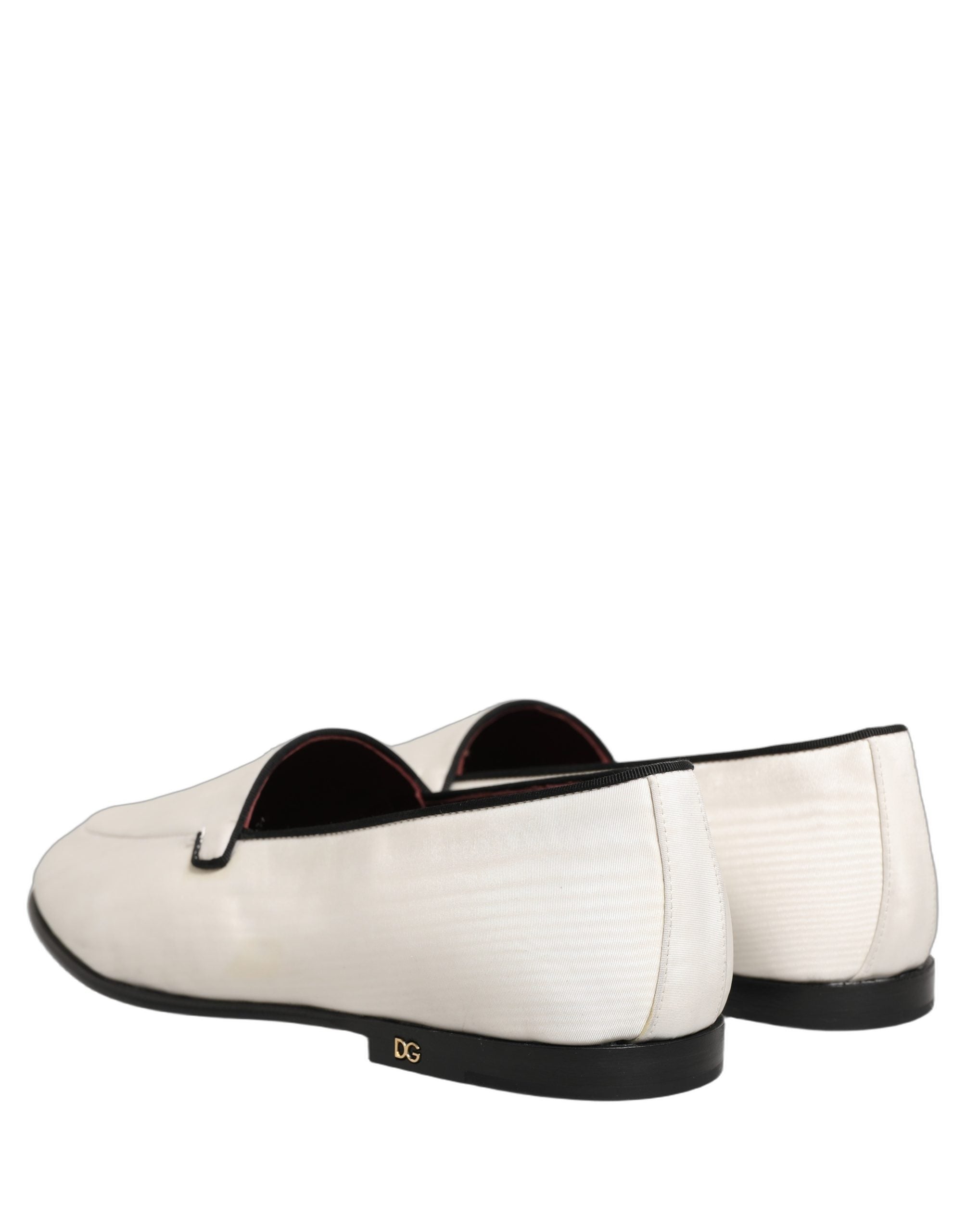 Dolce & Gabbana White Velvet Slip On Loafers - Timeless Elegance