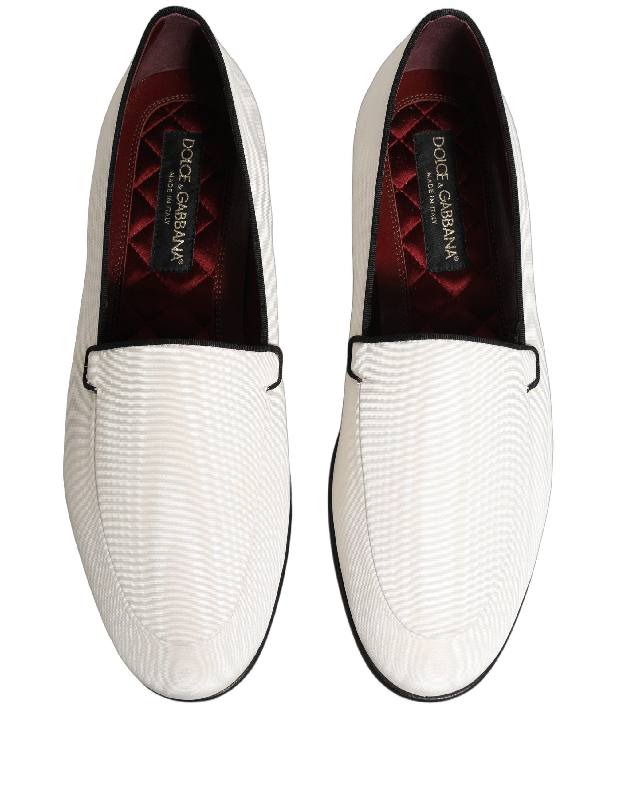 Dolce & Gabbana White Velvet Loafers - Timeless Italian Elegance