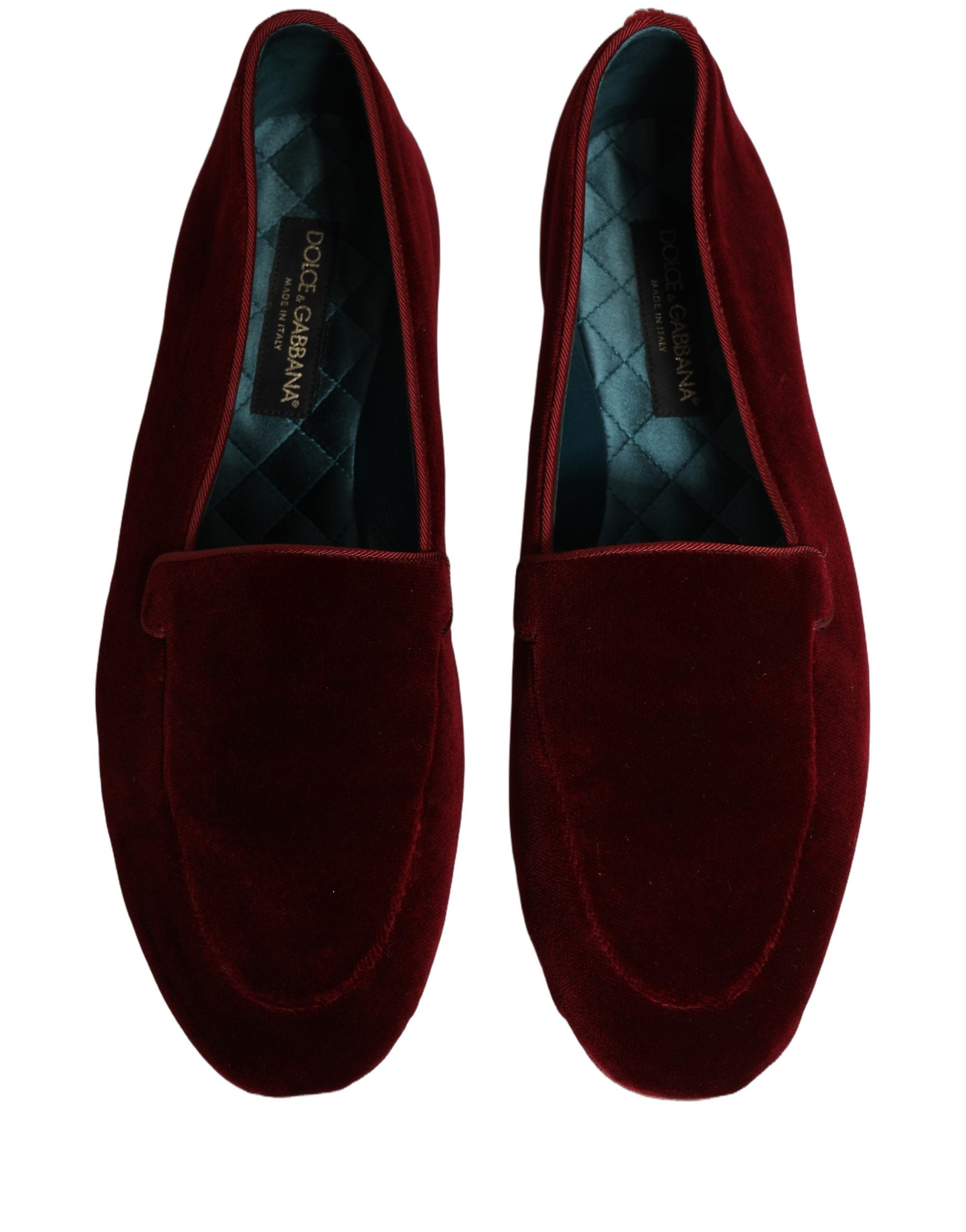 Dolce & Gabbana Maroon Velvet Loafers - Artisanal Elegance