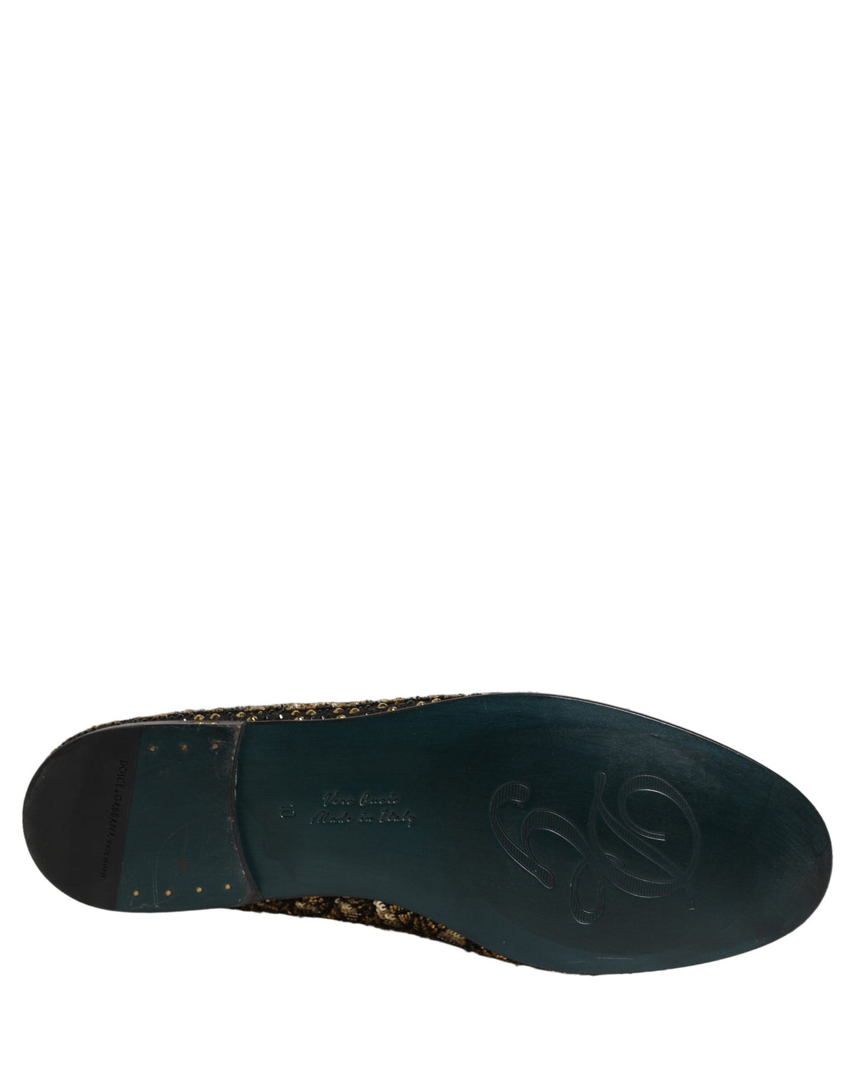Dolce & Gabbana Black Gold Embellished Slip-On Loafers