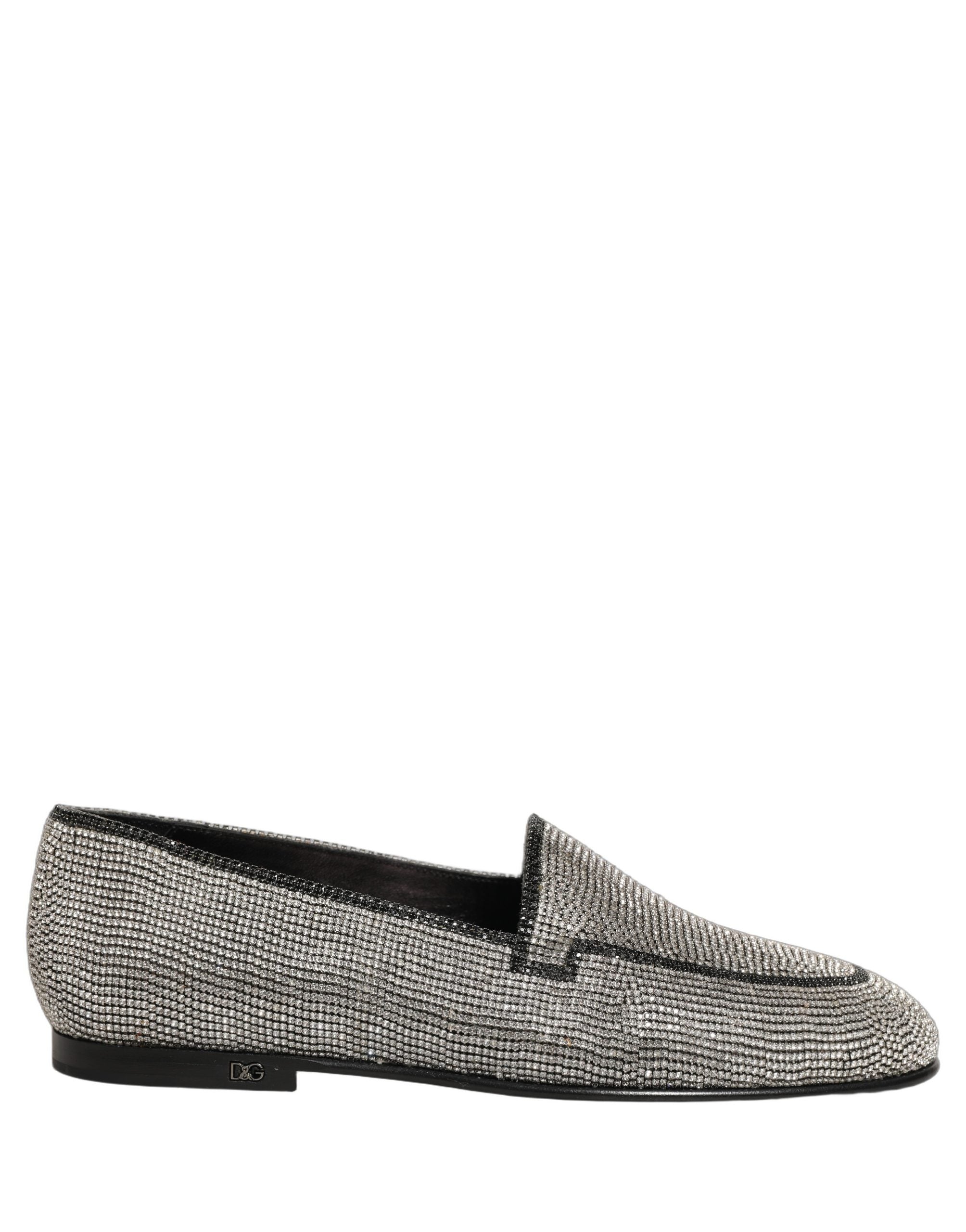 Dolce & Gabbana Silver Crystal Embellished Loafers for Luxe Elegance
