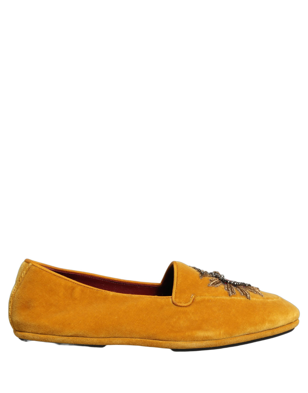 Dolce & Gabbana Yellow Velvet Heart Loafers - Luxurious Craftsmanship